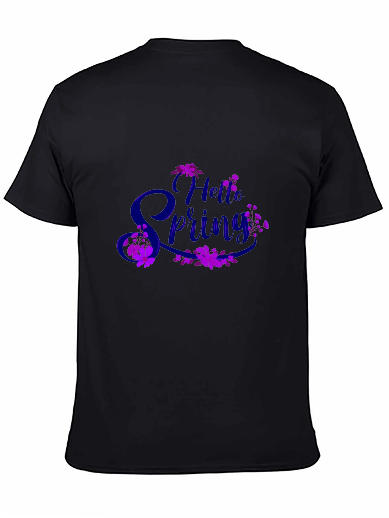 Hello Spring Graphic Tee - Black Casual T-Shirt