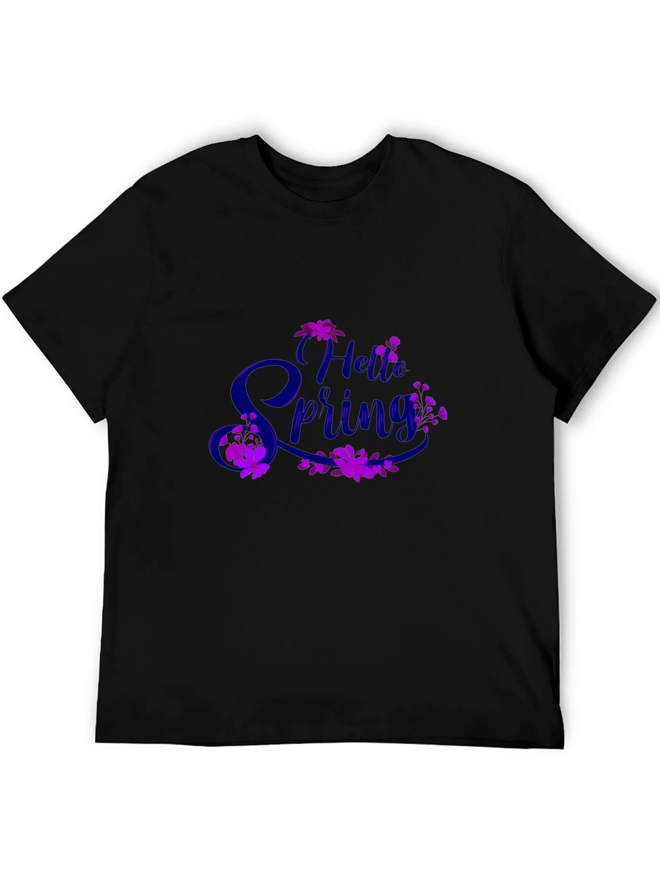 Hello Spring Graphic Tee - Black Casual T-Shirt