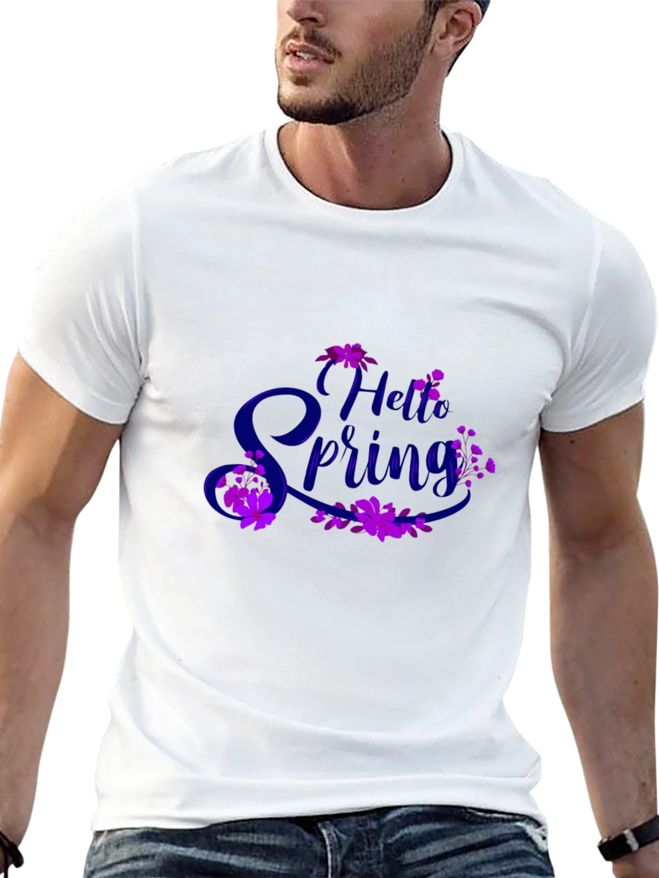 Hello Spring Graphic Tee - Black Casual T-Shirt