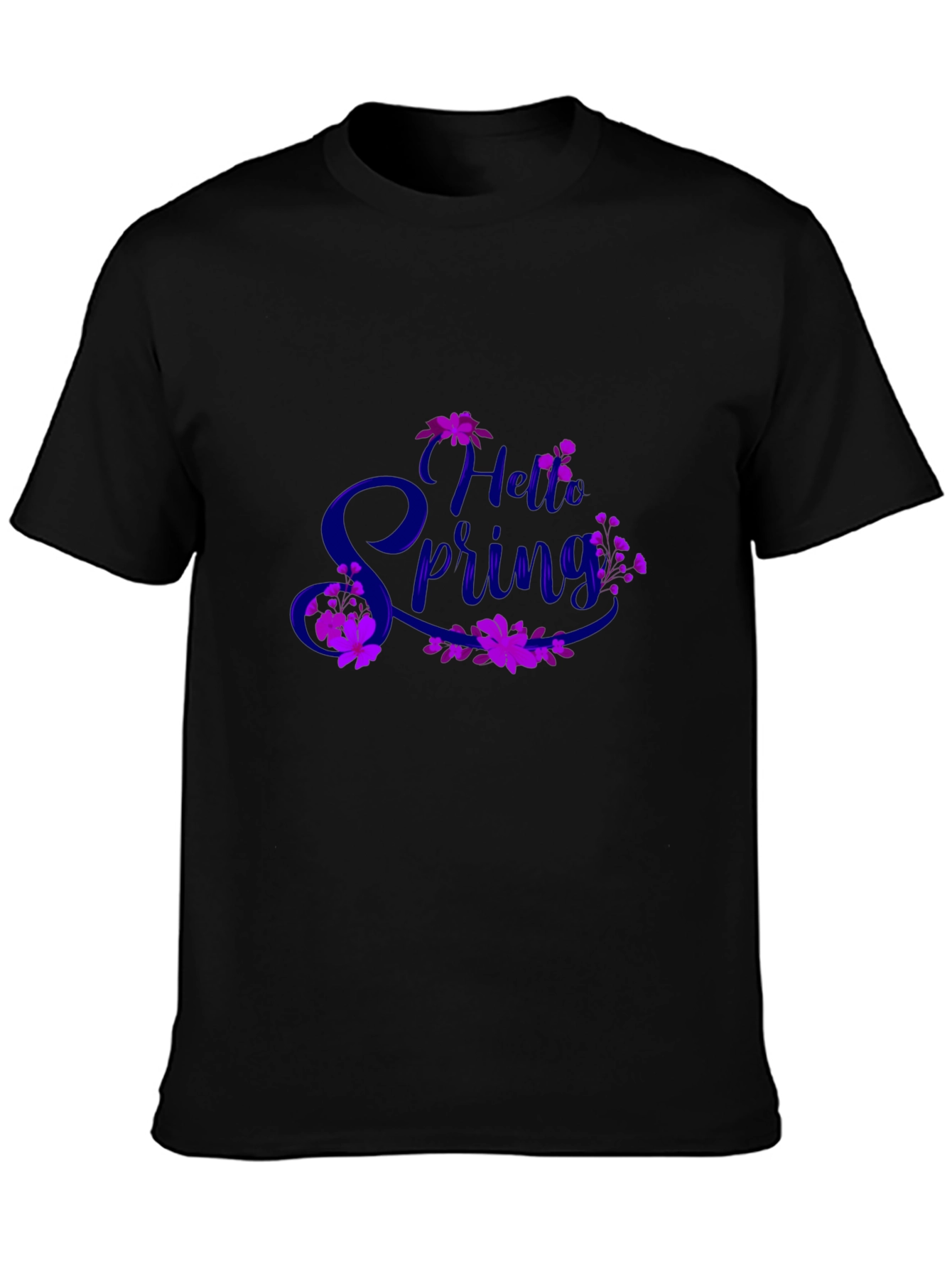 Hello Spring Graphic Tee - Black Casual T-Shirt