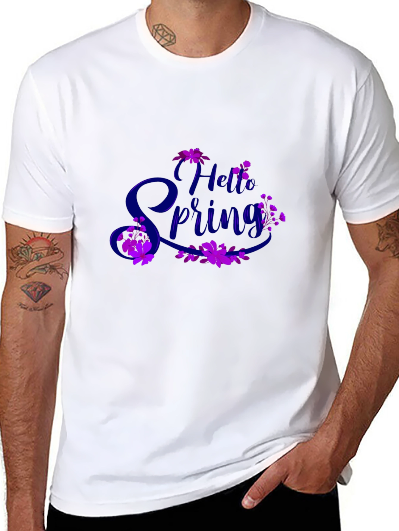 Hello Spring Graphic Tee - Black Casual T-Shirt