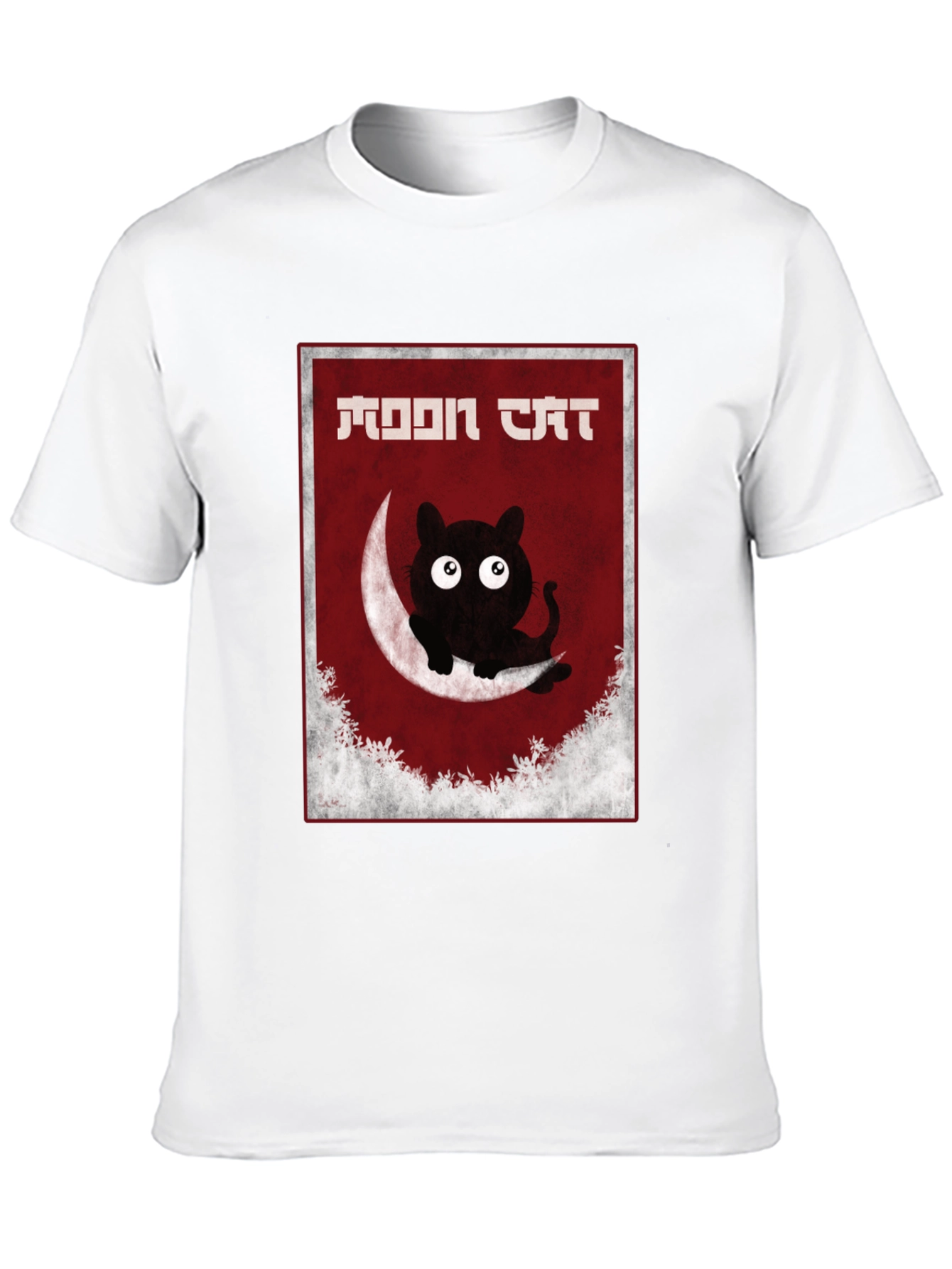 Moon Cat Graphic Tee - Black Cotton T-Shirt