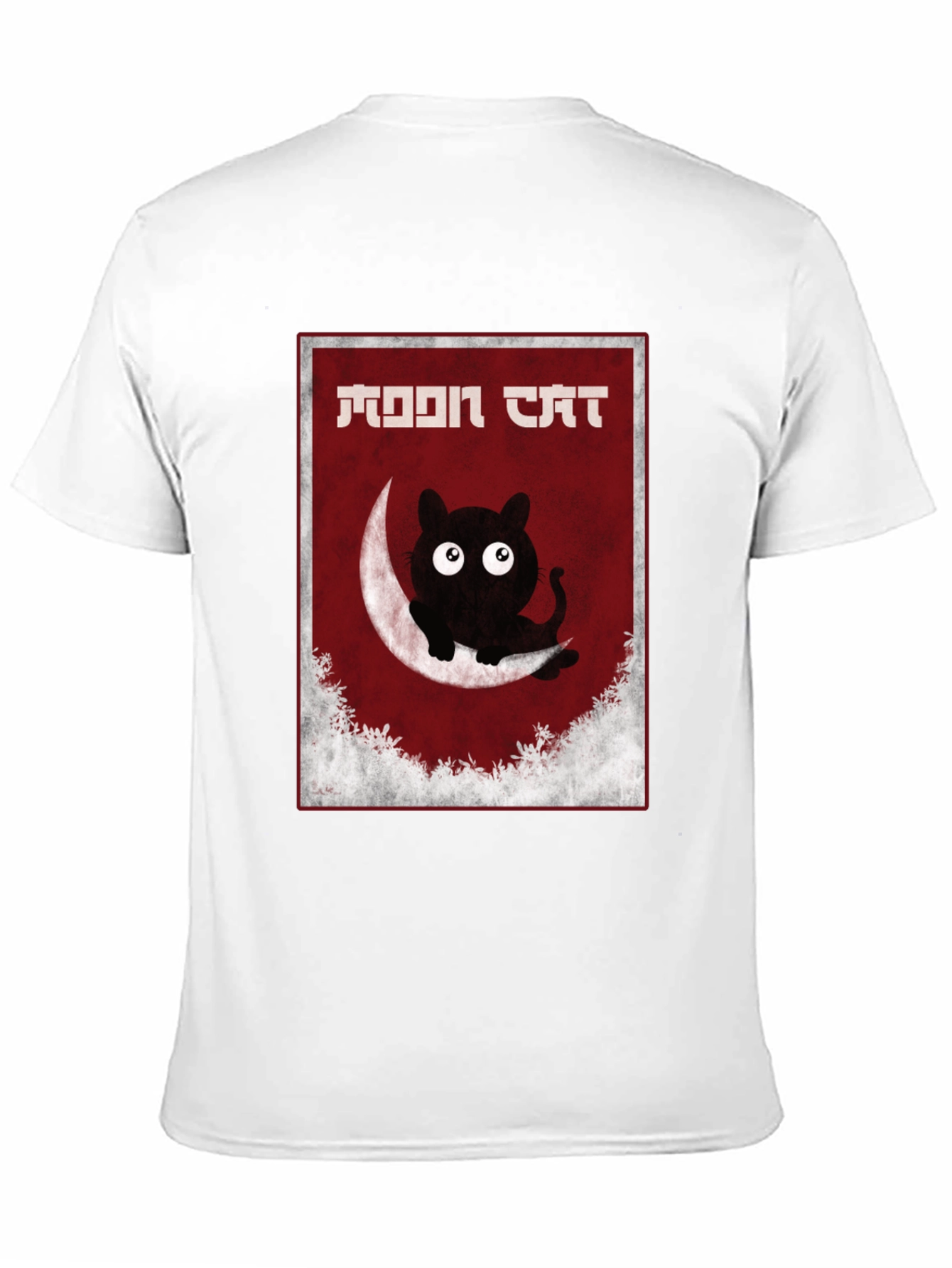 Moon Cat Graphic Tee - Black Cotton T-Shirt