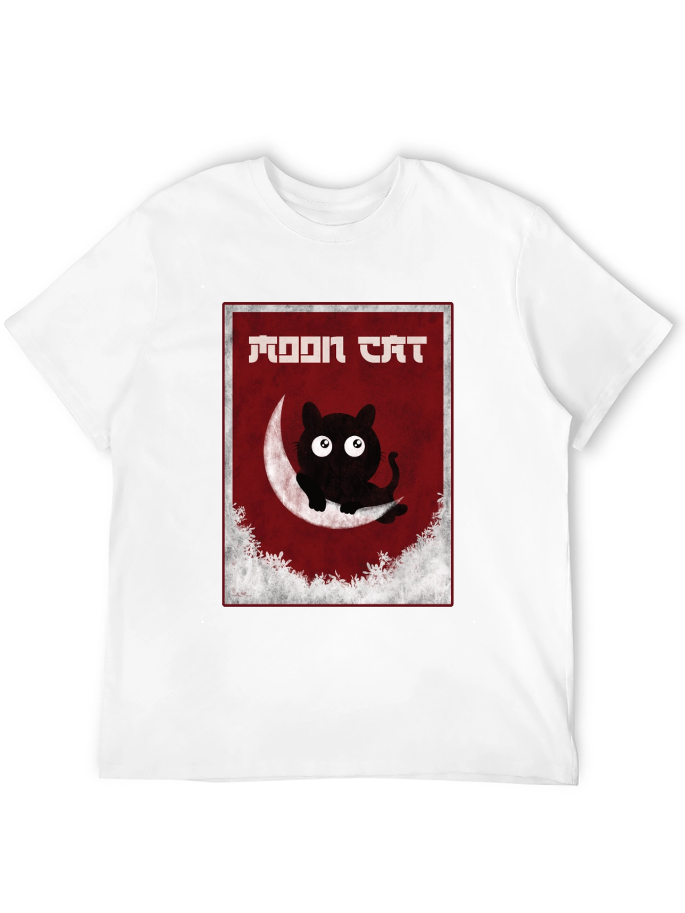 Moon Cat Graphic Tee - Black Cotton T-Shirt
