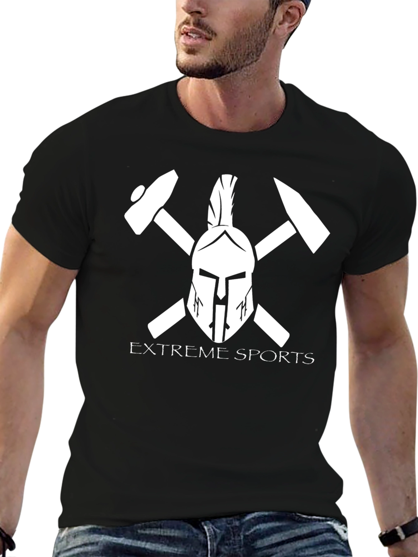 Extreme Sports Spartan Helmet Graphic T-Shirt