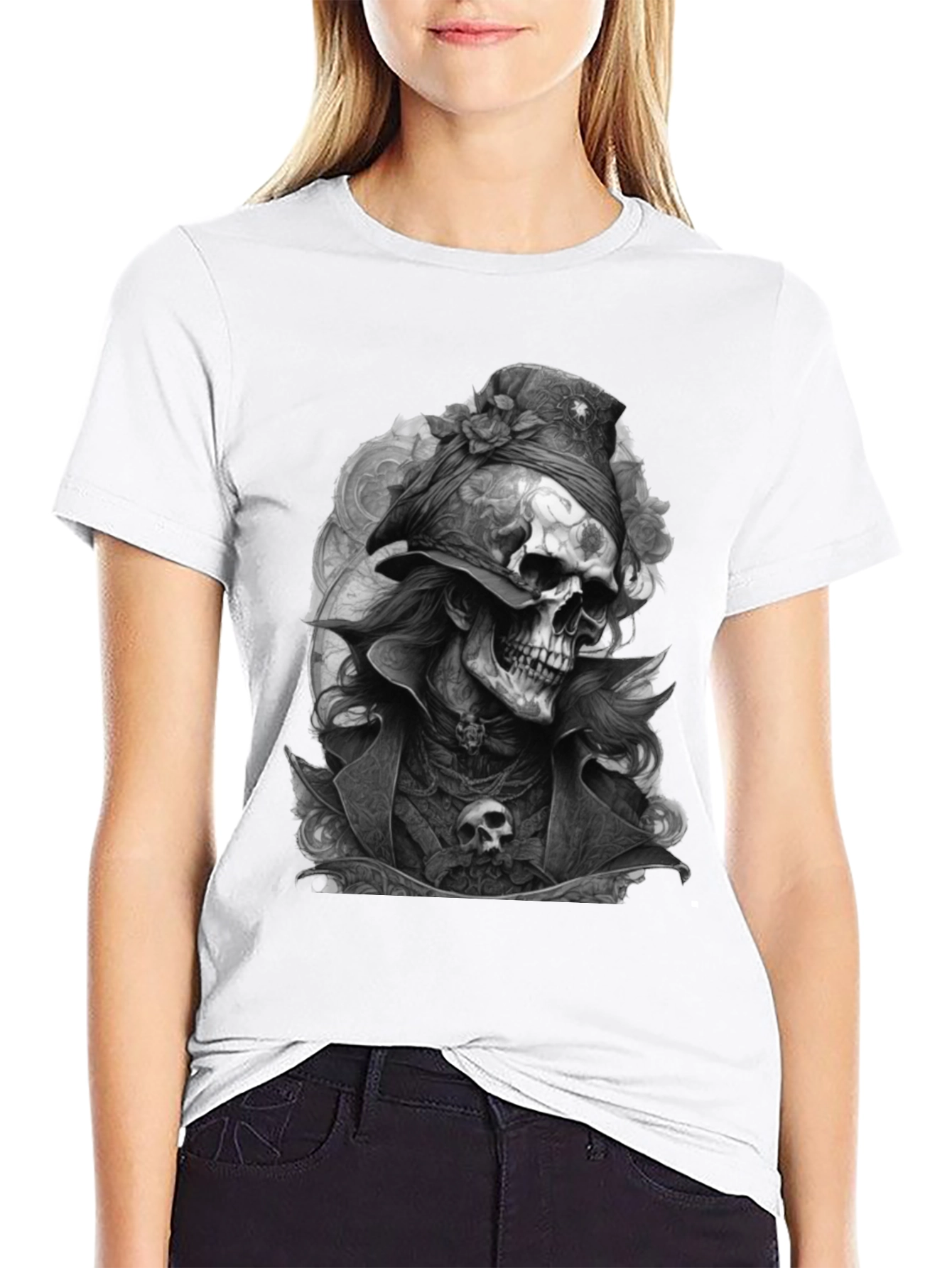 Skull Pirate Graphic Tee - Mens Black T-Shirt