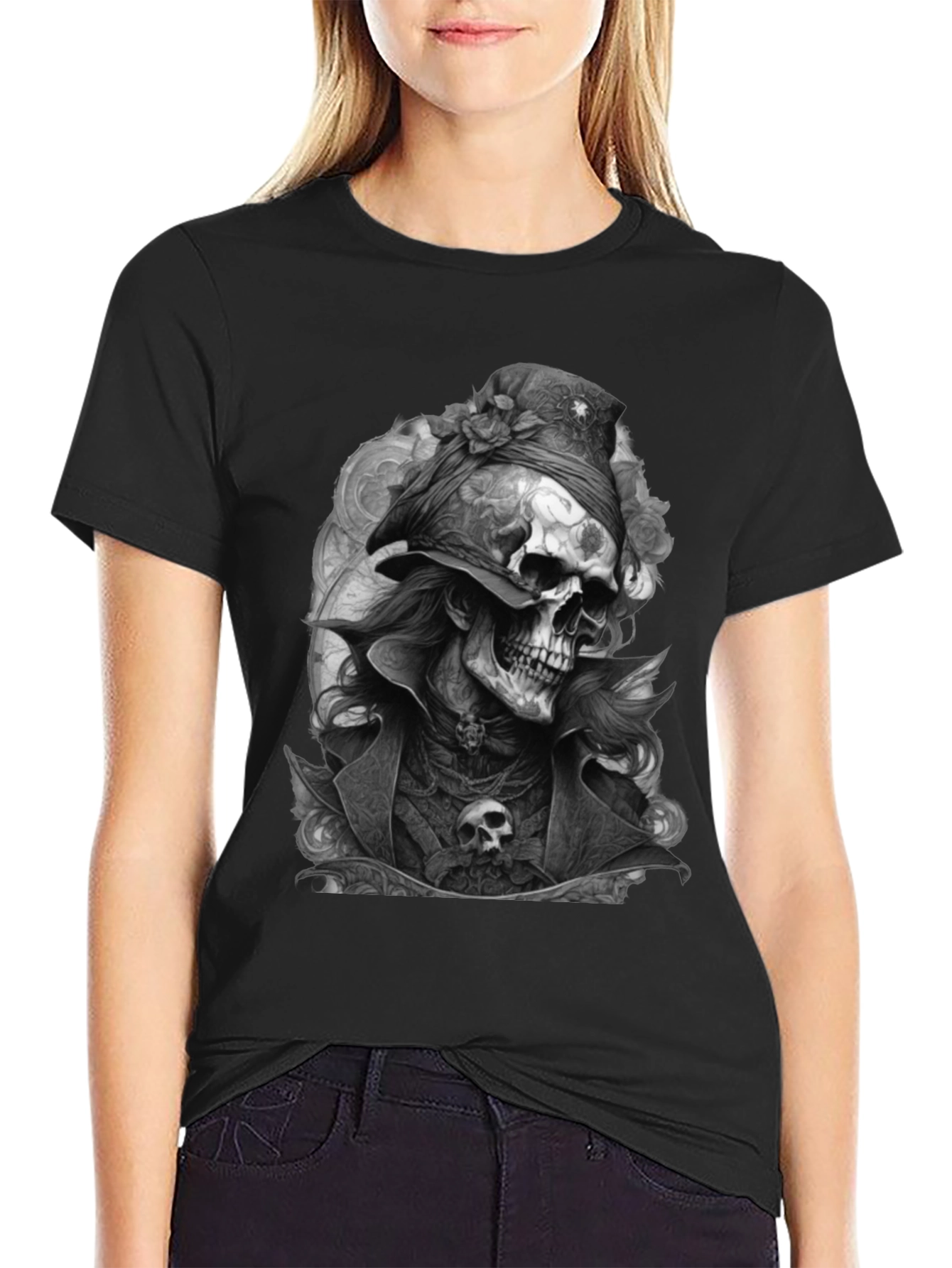 Skull Pirate Graphic Tee - Mens Black T-Shirt