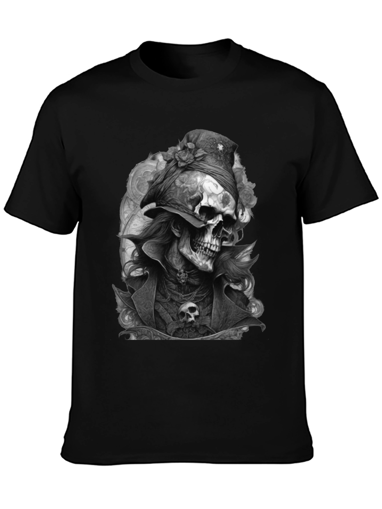 Skull Pirate Graphic Tee - Mens Black T-Shirt