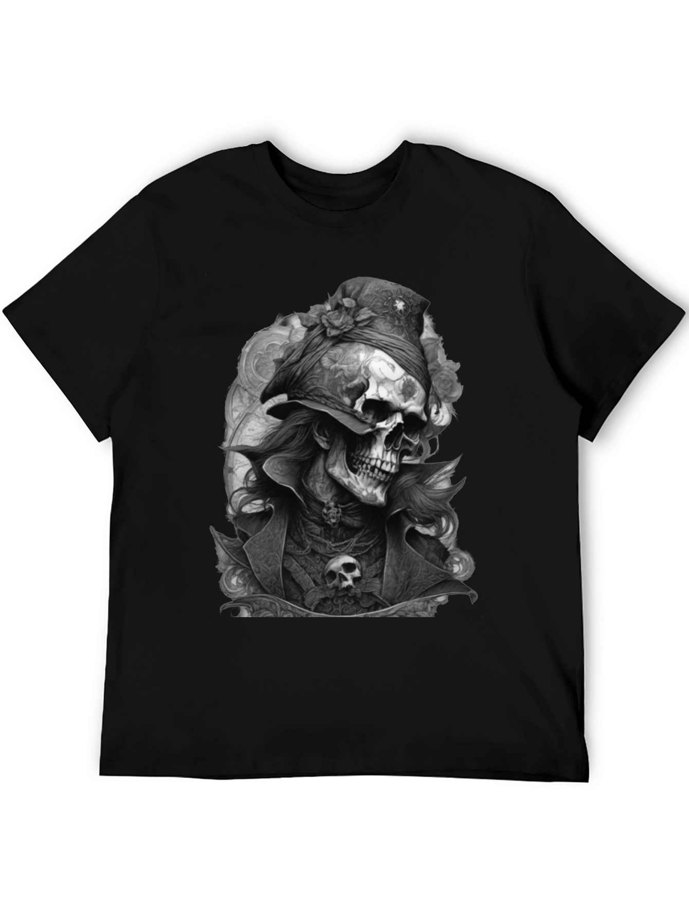 Skull Pirate Graphic Tee - Mens Black T-Shirt
