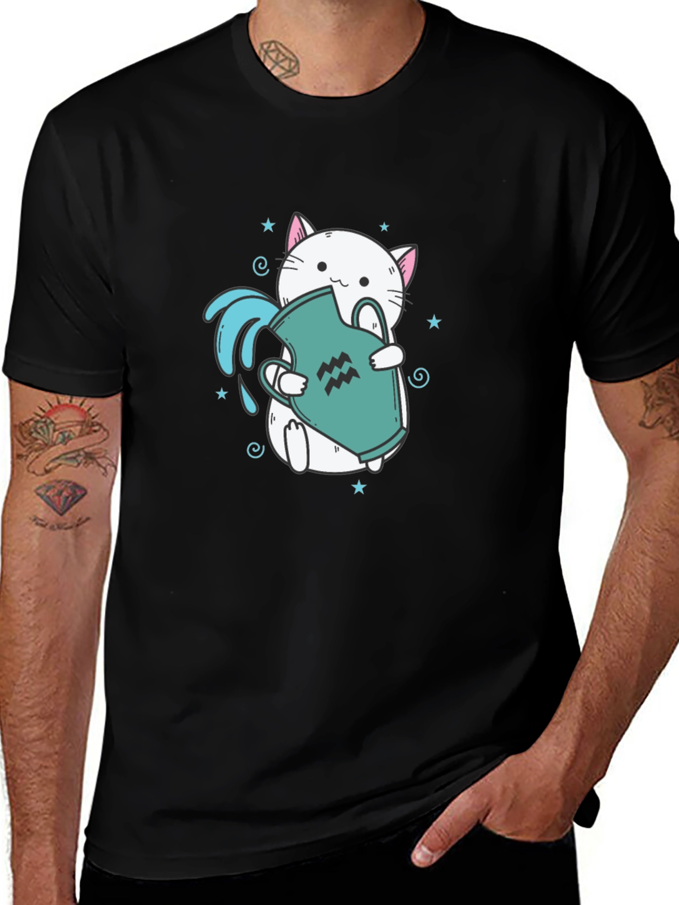 Aquarius Cat Graphic Tee - Zodiac T-Shirt