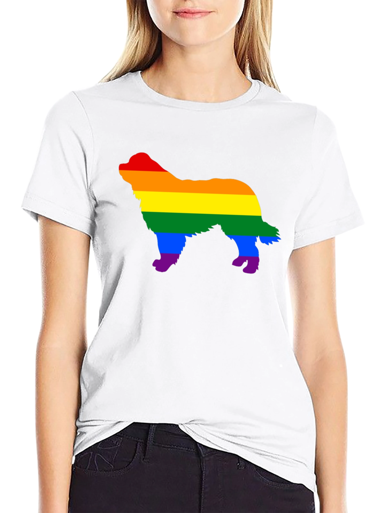 Rainbow Dog Silhouette Black T-Shirt