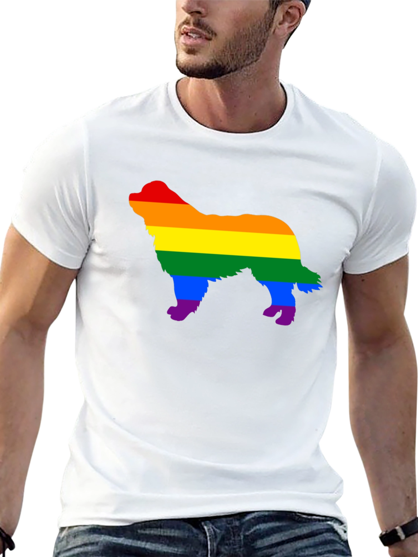 Rainbow Dog Silhouette Black T-Shirt