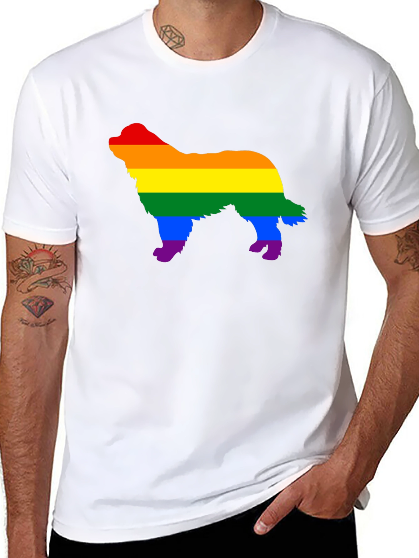 Rainbow Dog Silhouette Black T-Shirt