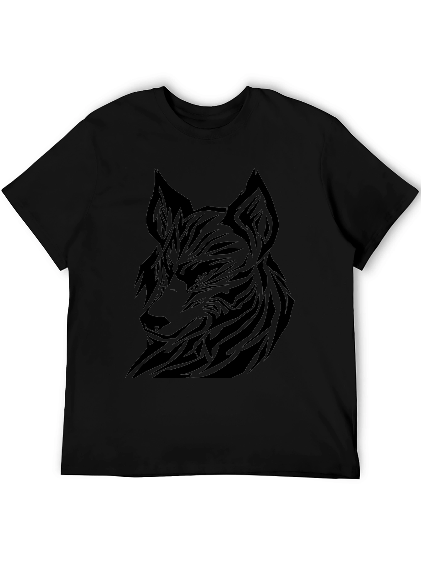 Tribal Wolf Black T-Shirt for Men