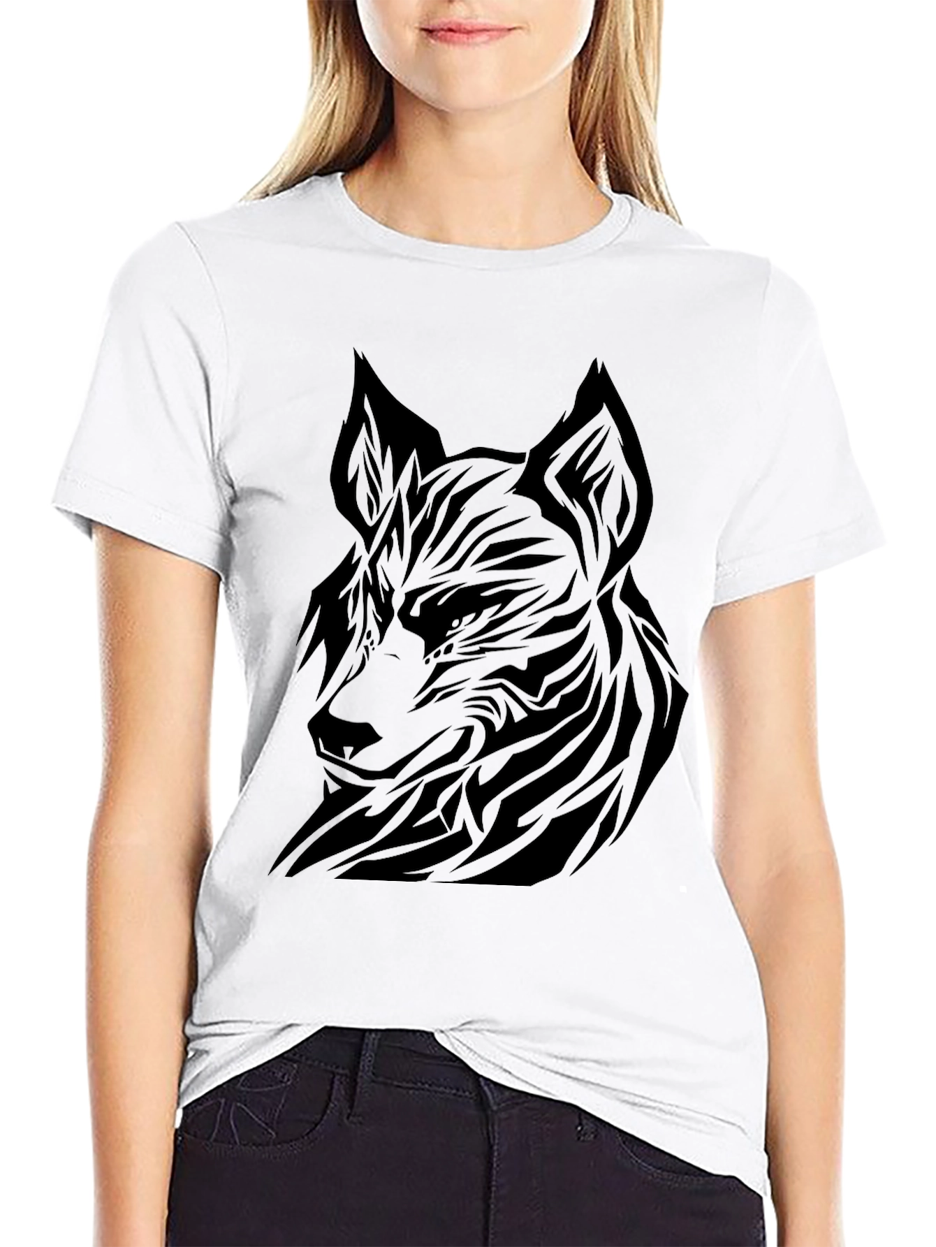 Tribal Wolf Black T-Shirt for Men