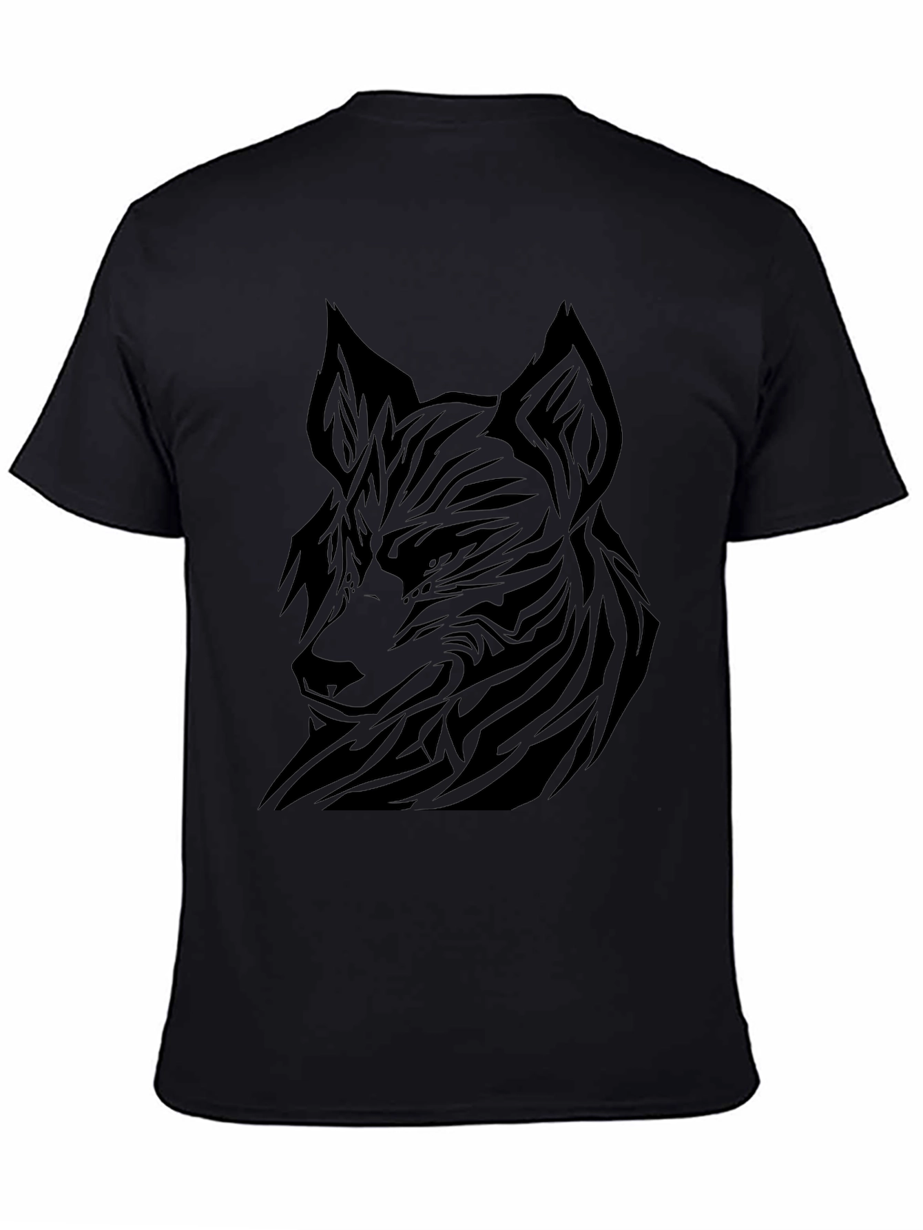 Tribal Wolf Black T-Shirt for Men