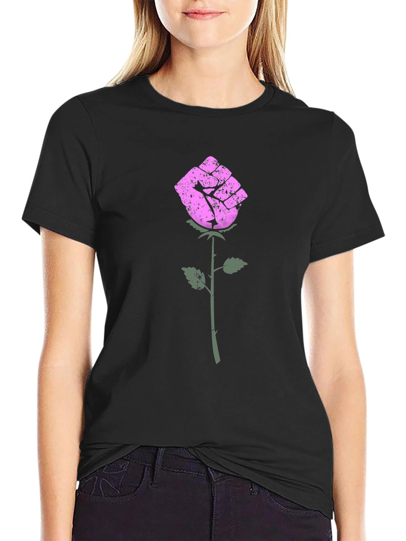 Rose Fist Tee - Power in Bloom