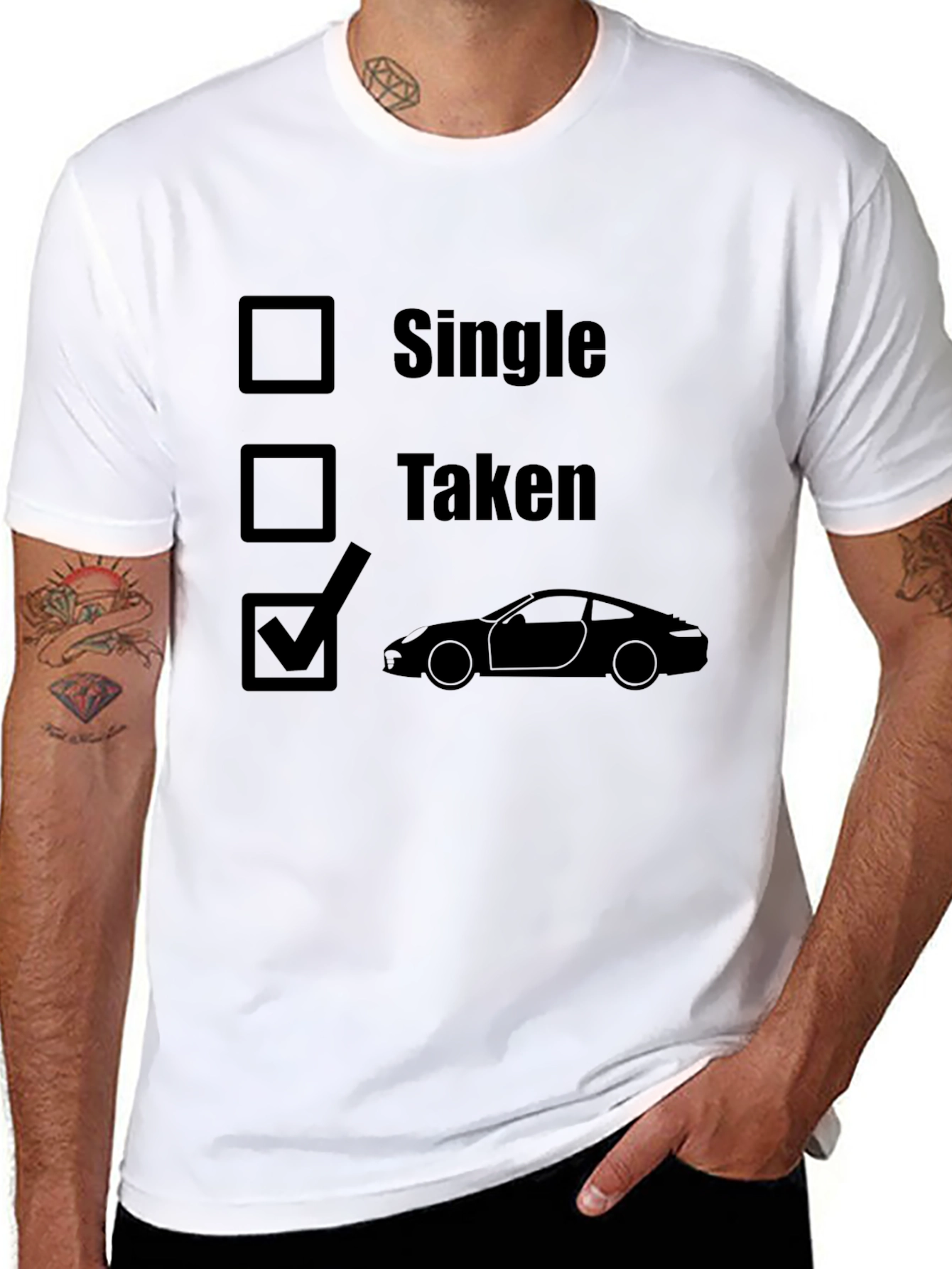 Car Lovers Black Graphic T-Shirt: Single Taken Car