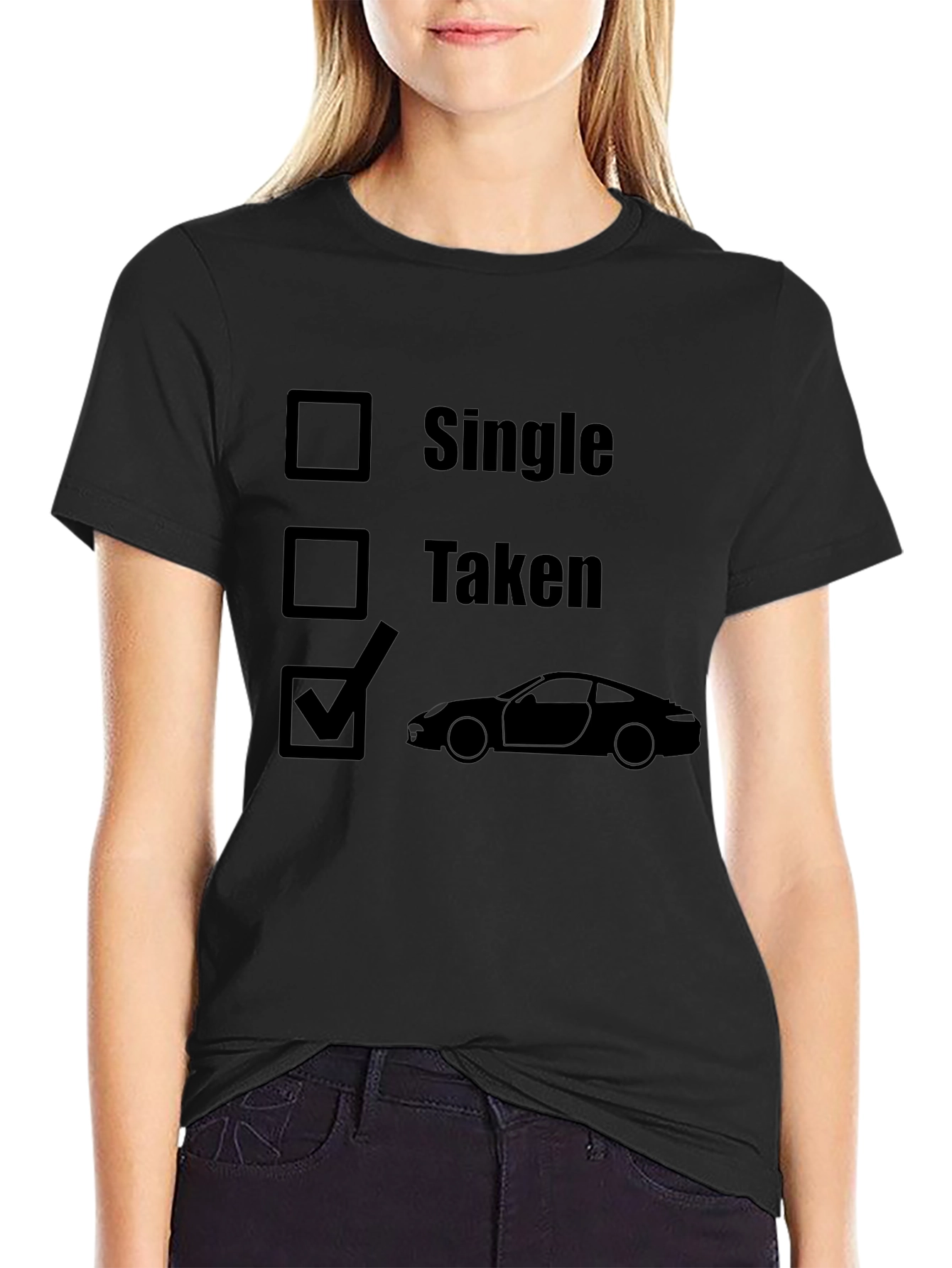 Car Lovers Black Graphic T-Shirt: Single Taken Car