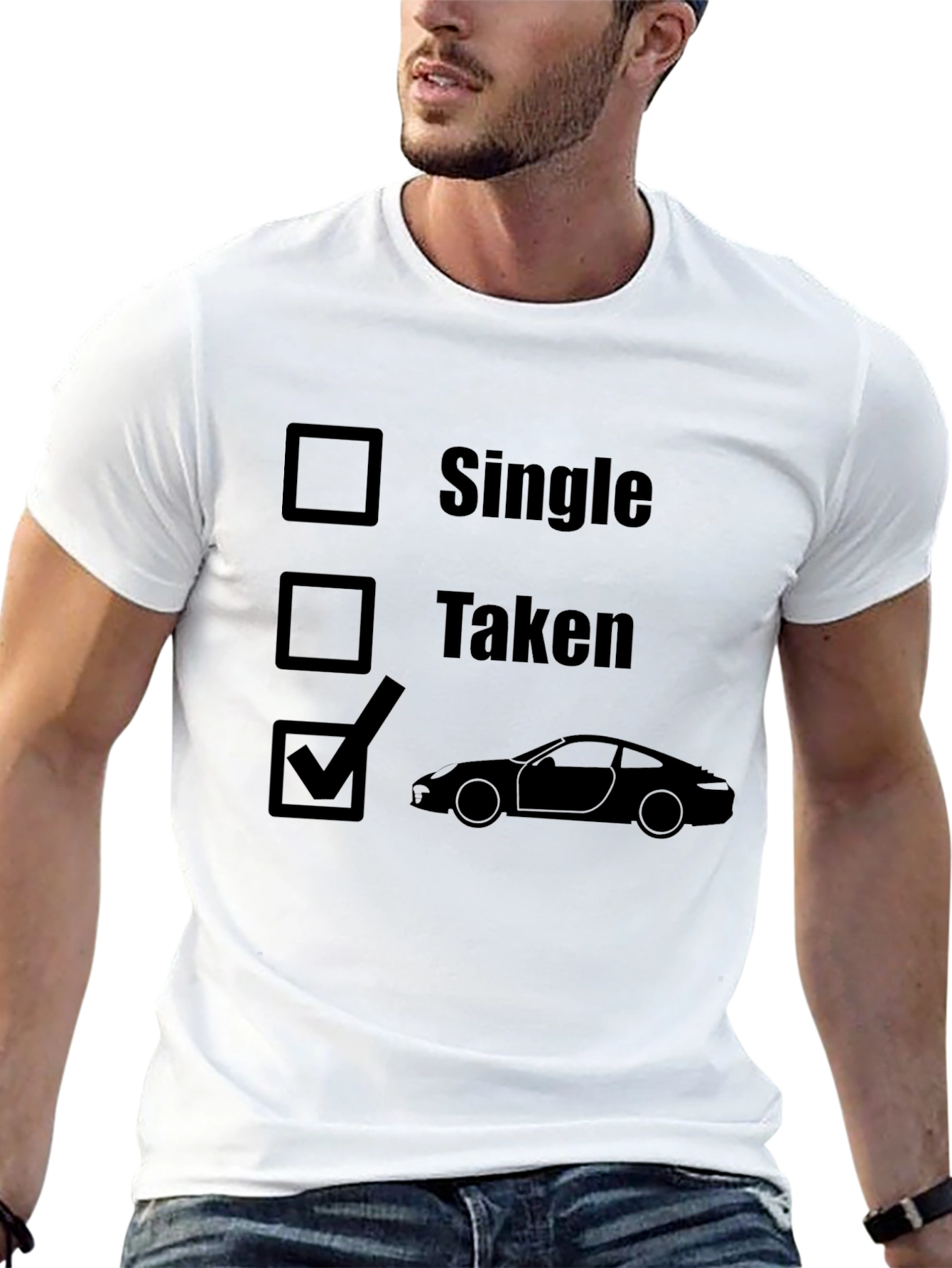 Car Lovers Black Graphic T-Shirt: Single Taken Car
