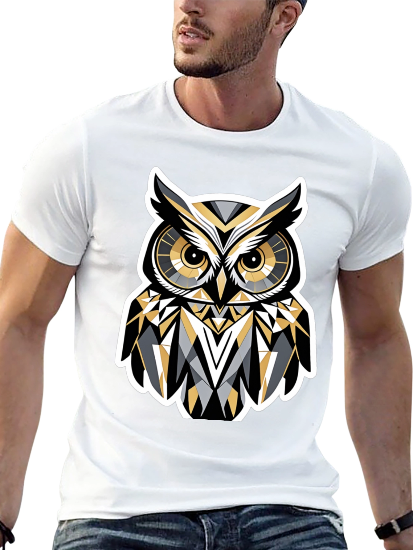 Geometric Owl Graphic Print T-Shirt