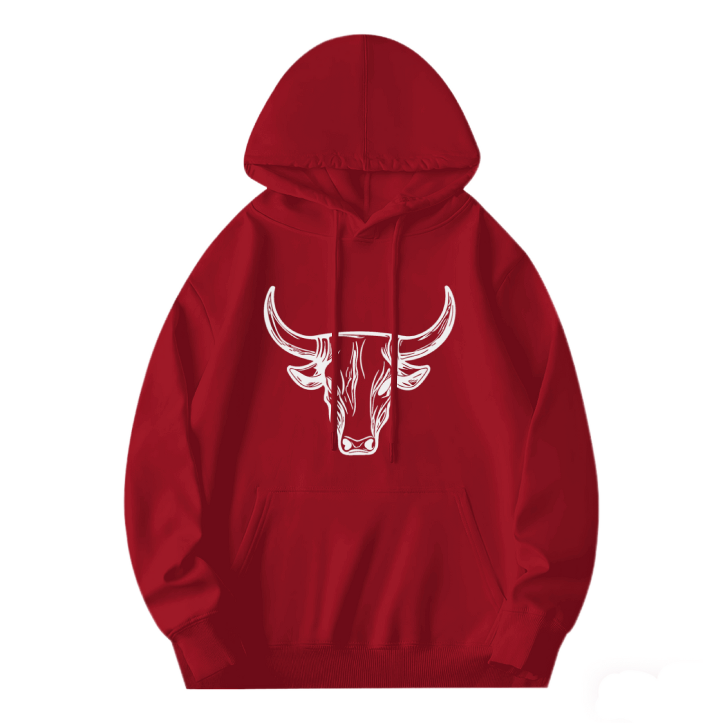 Bold White Bull Head Red Men¡¯s Hoodie, Soft All-Day Comfort