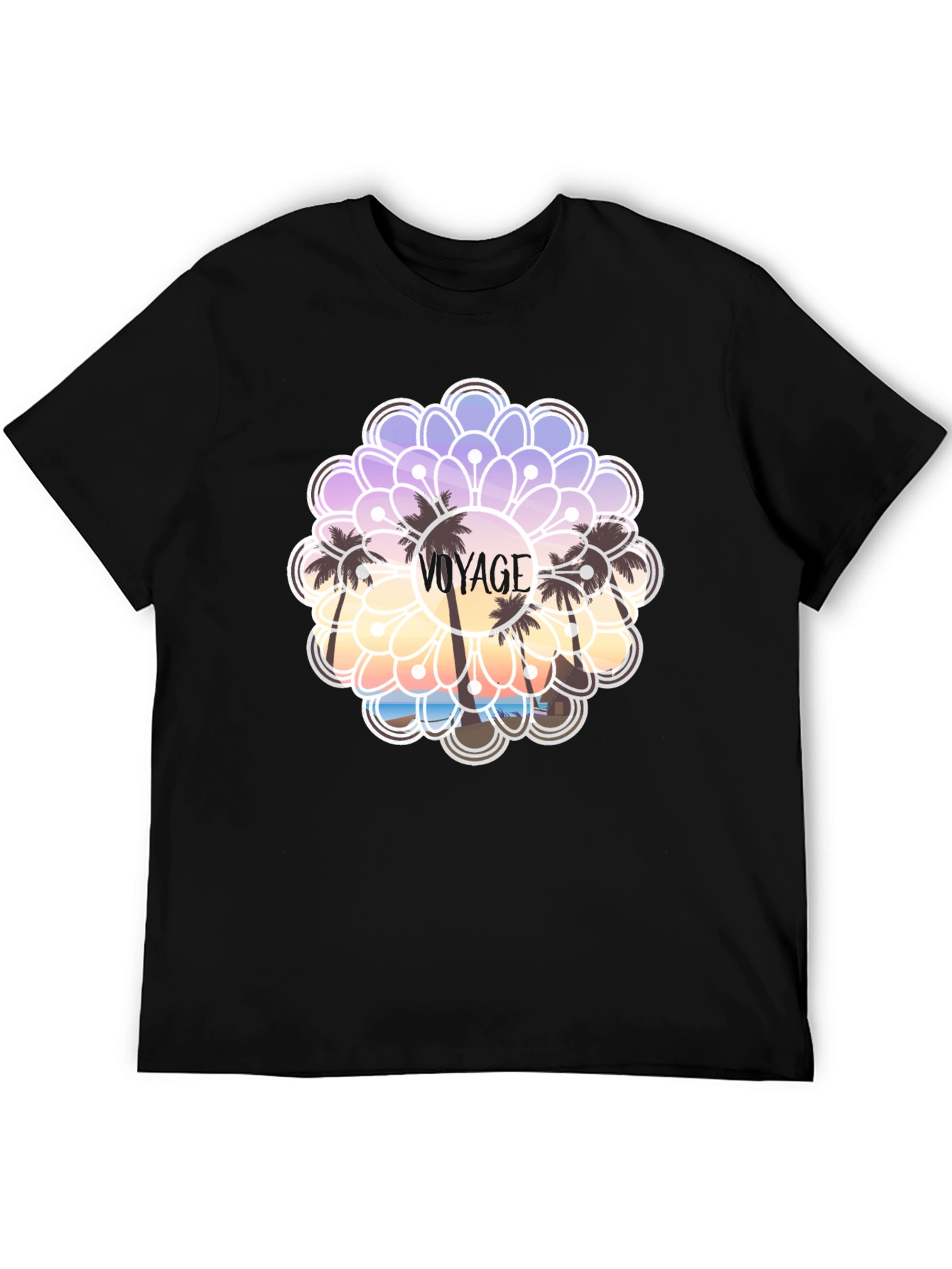 Voyage Palm Tree Graphic Tee - Black