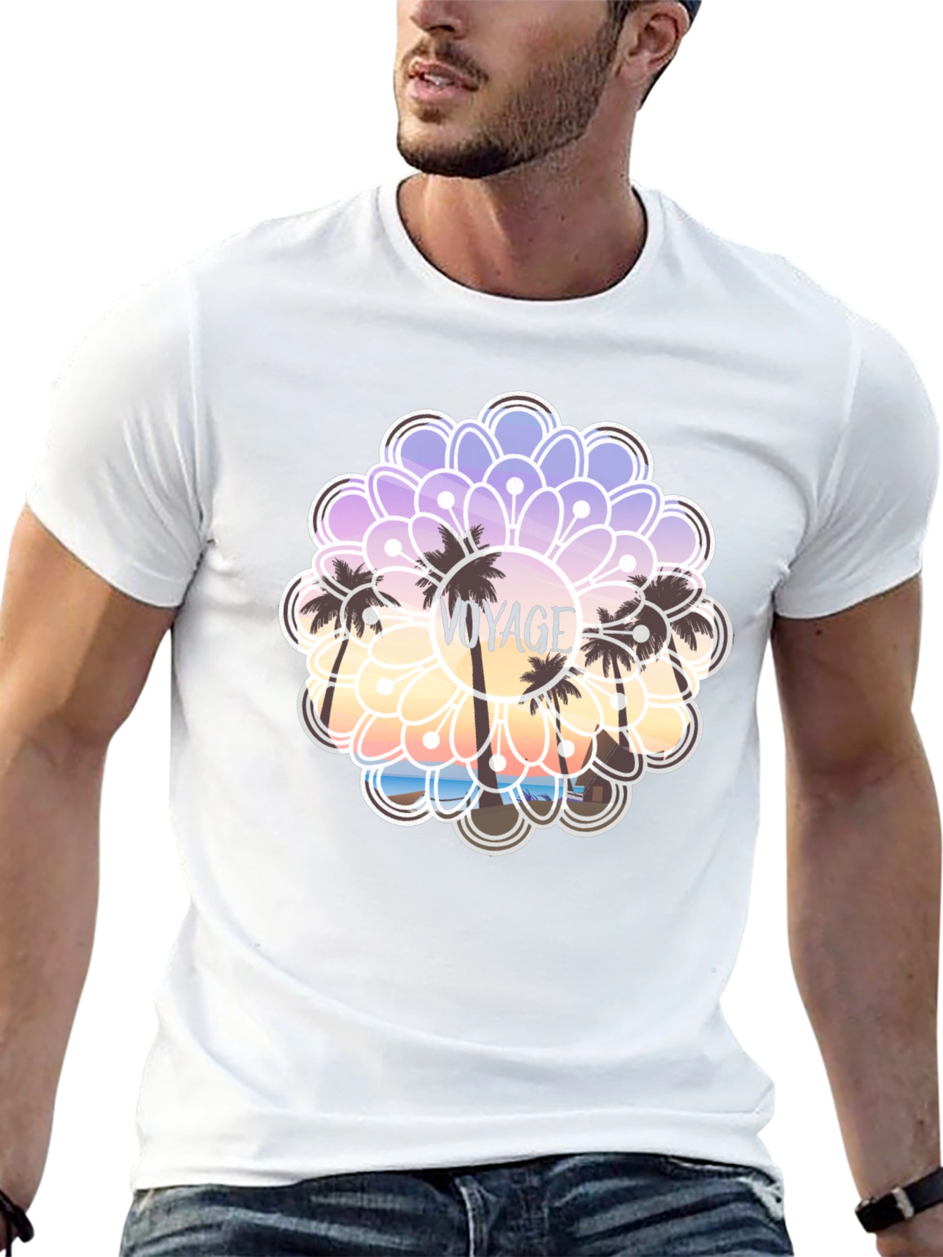 Voyage Palm Tree Graphic Tee - Black