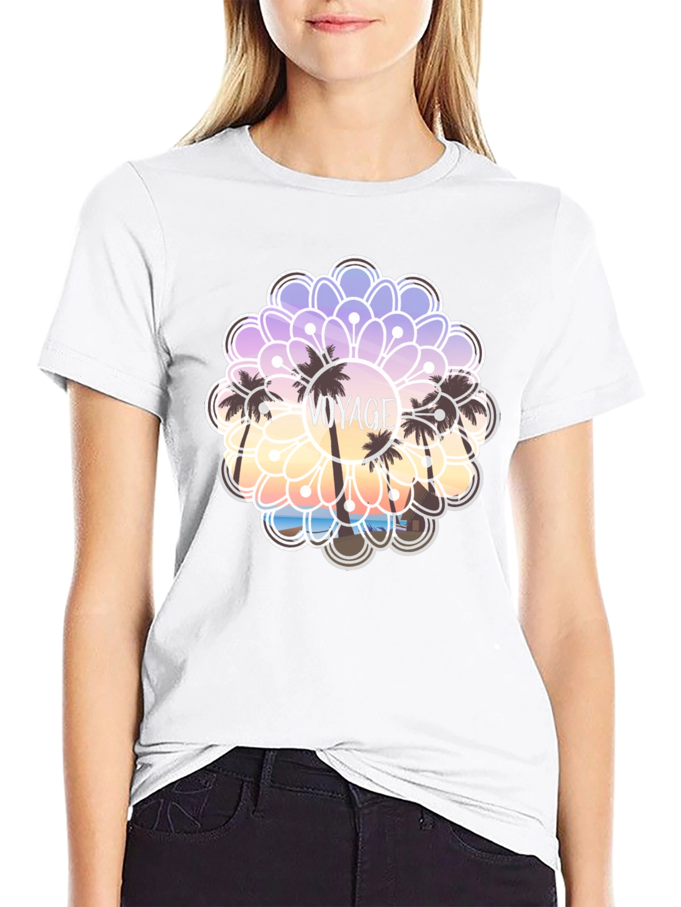 Voyage Palm Tree Graphic Tee - Black