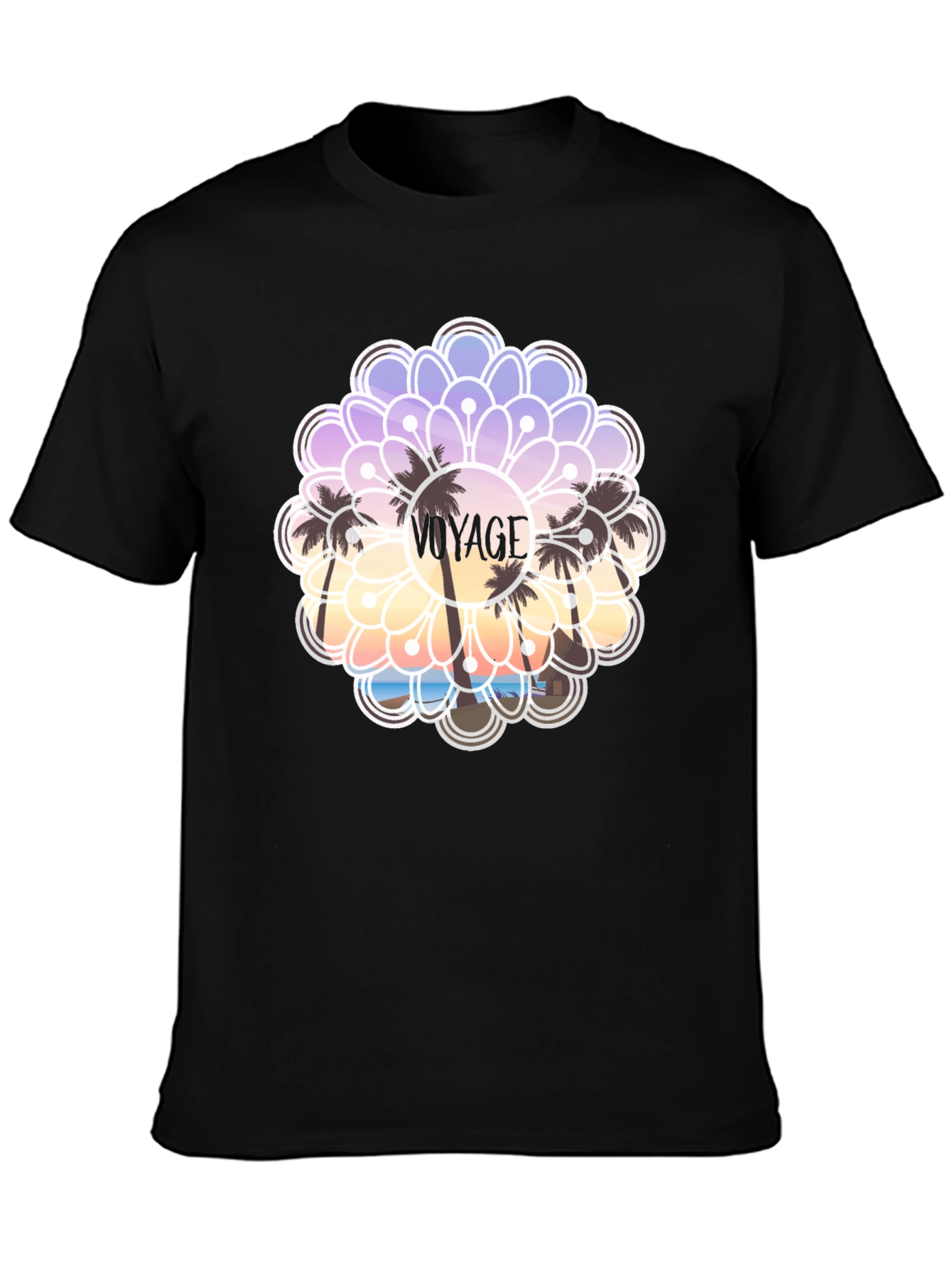 Voyage Palm Tree Graphic Tee - Black