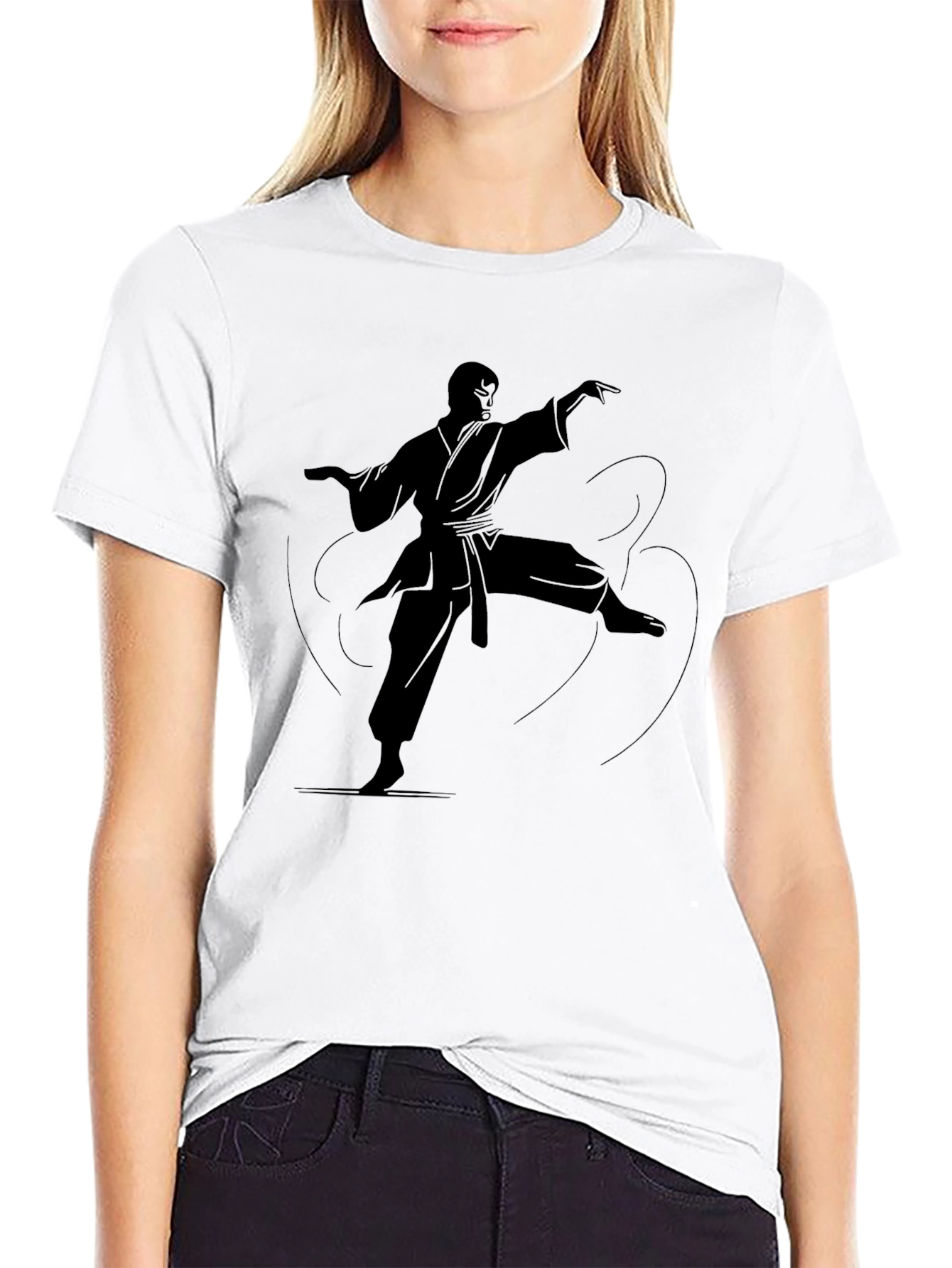 Martial Arts Silhouette Black T-Shirt