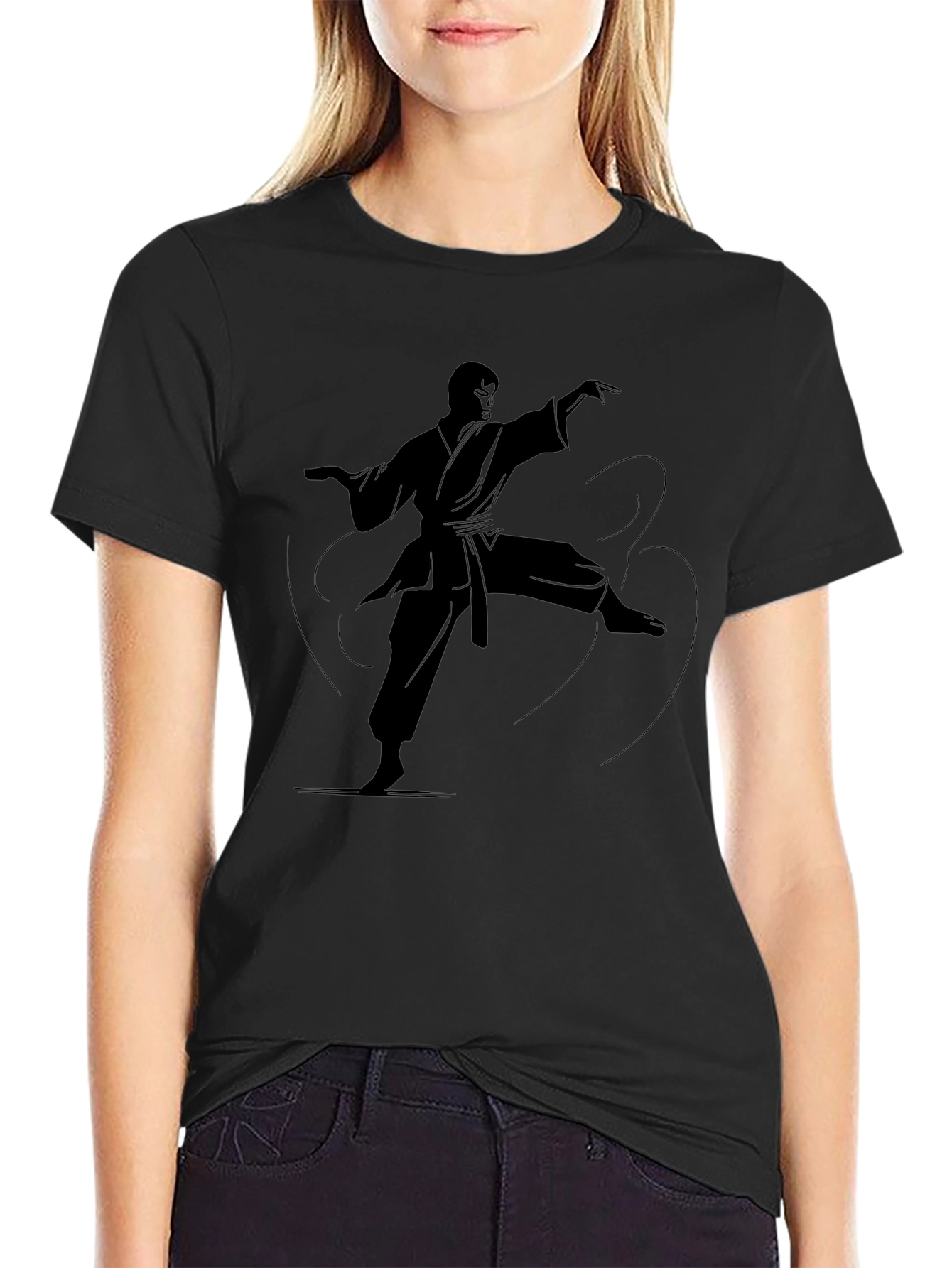 Martial Arts Silhouette Black T-Shirt