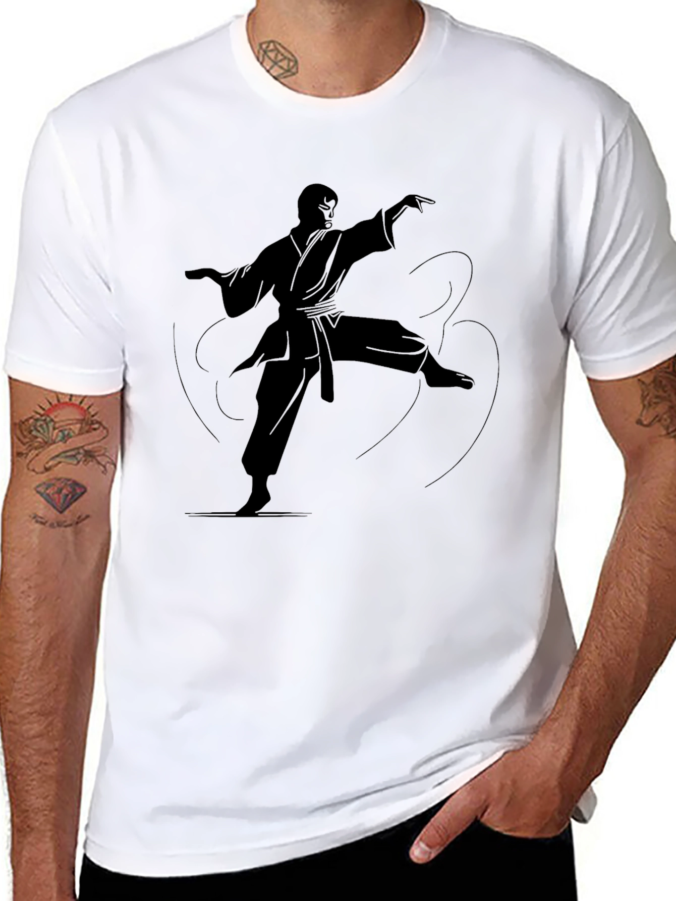 Martial Arts Silhouette Black T-Shirt