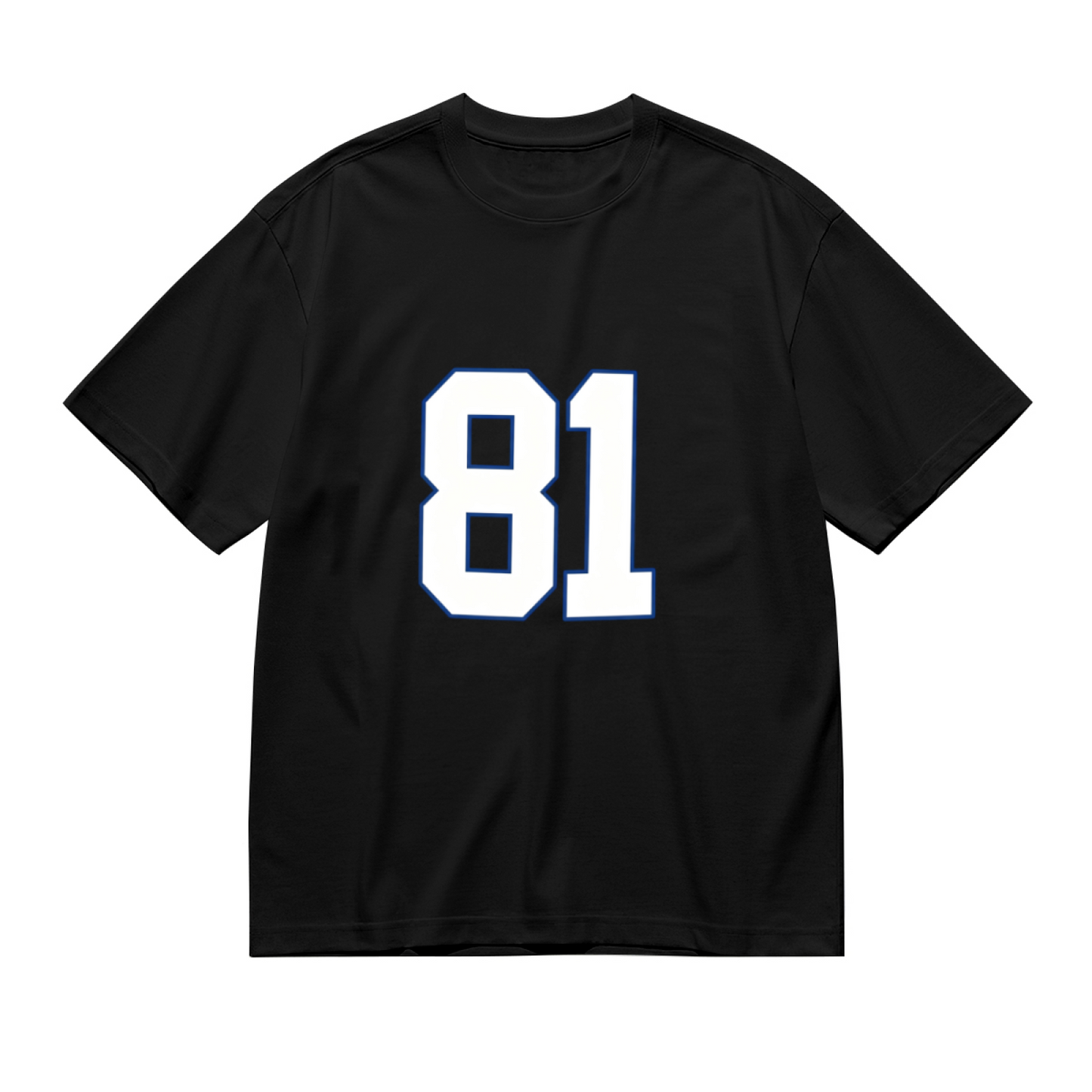 Sporty Number 81 Graphic Plus?Size Black Casual T?Shirt