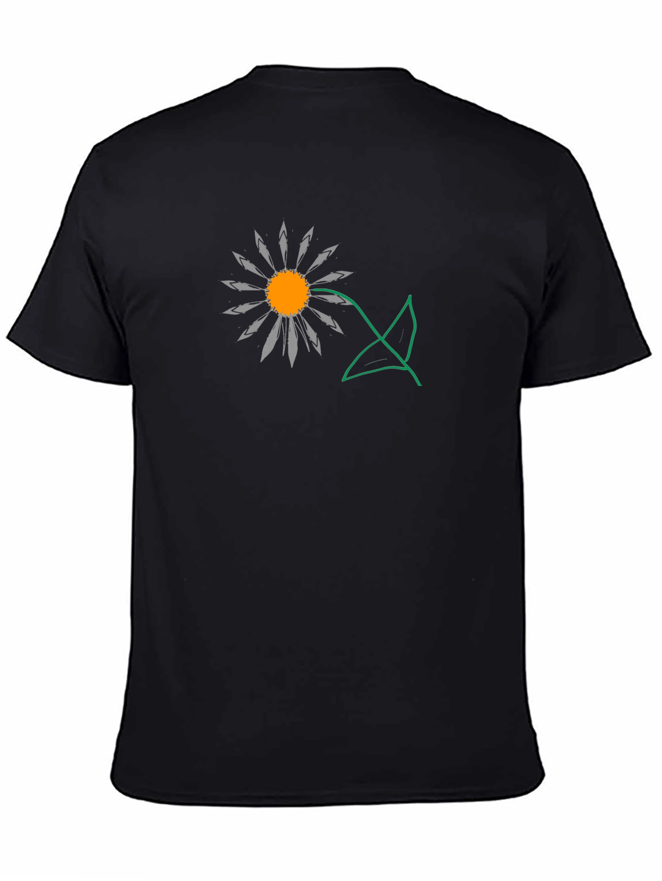 Mens Black T-Shirt with Floral Graphic Print