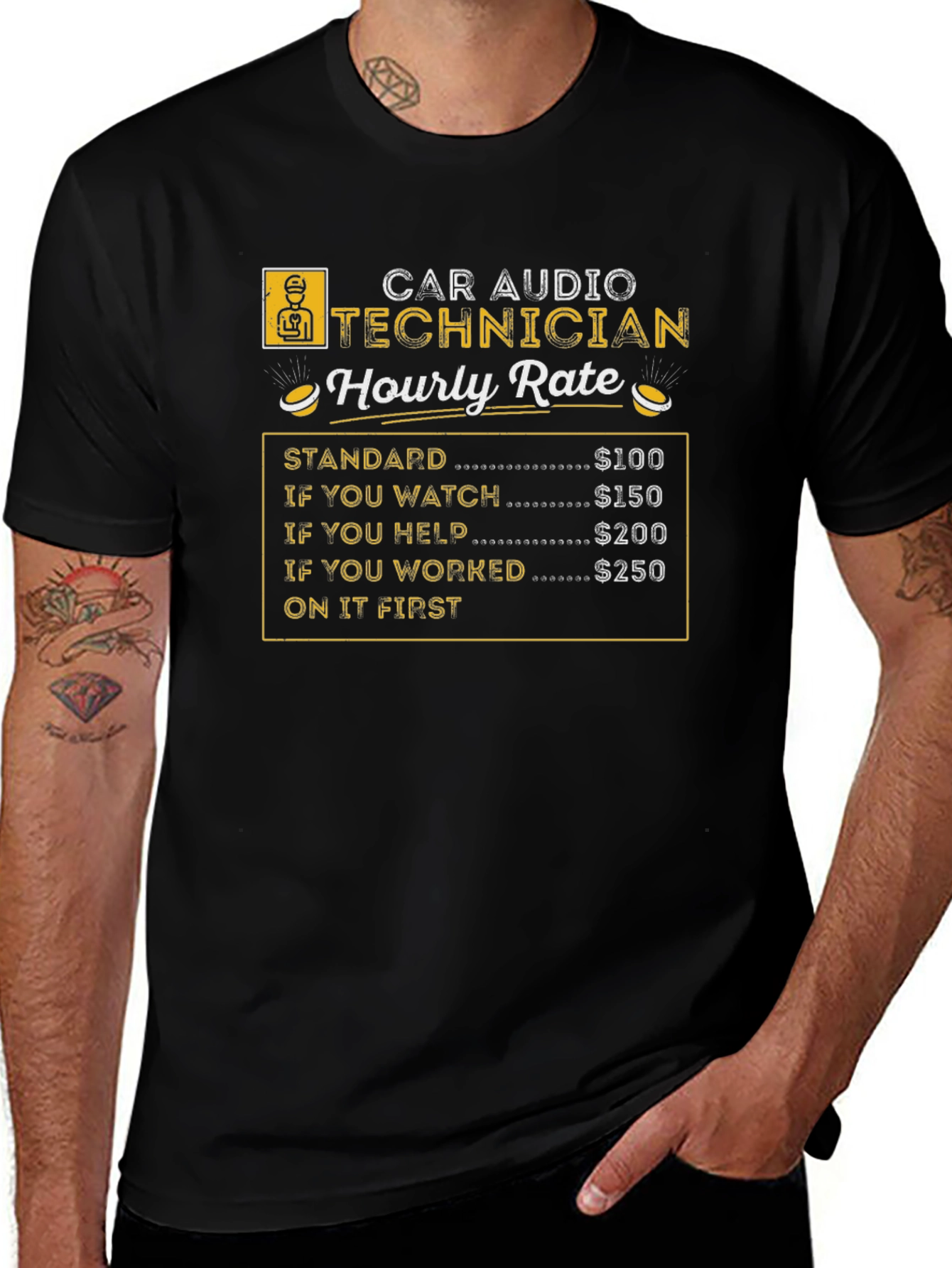 Car Audio Technician Hourly Rate Black T-Shirt