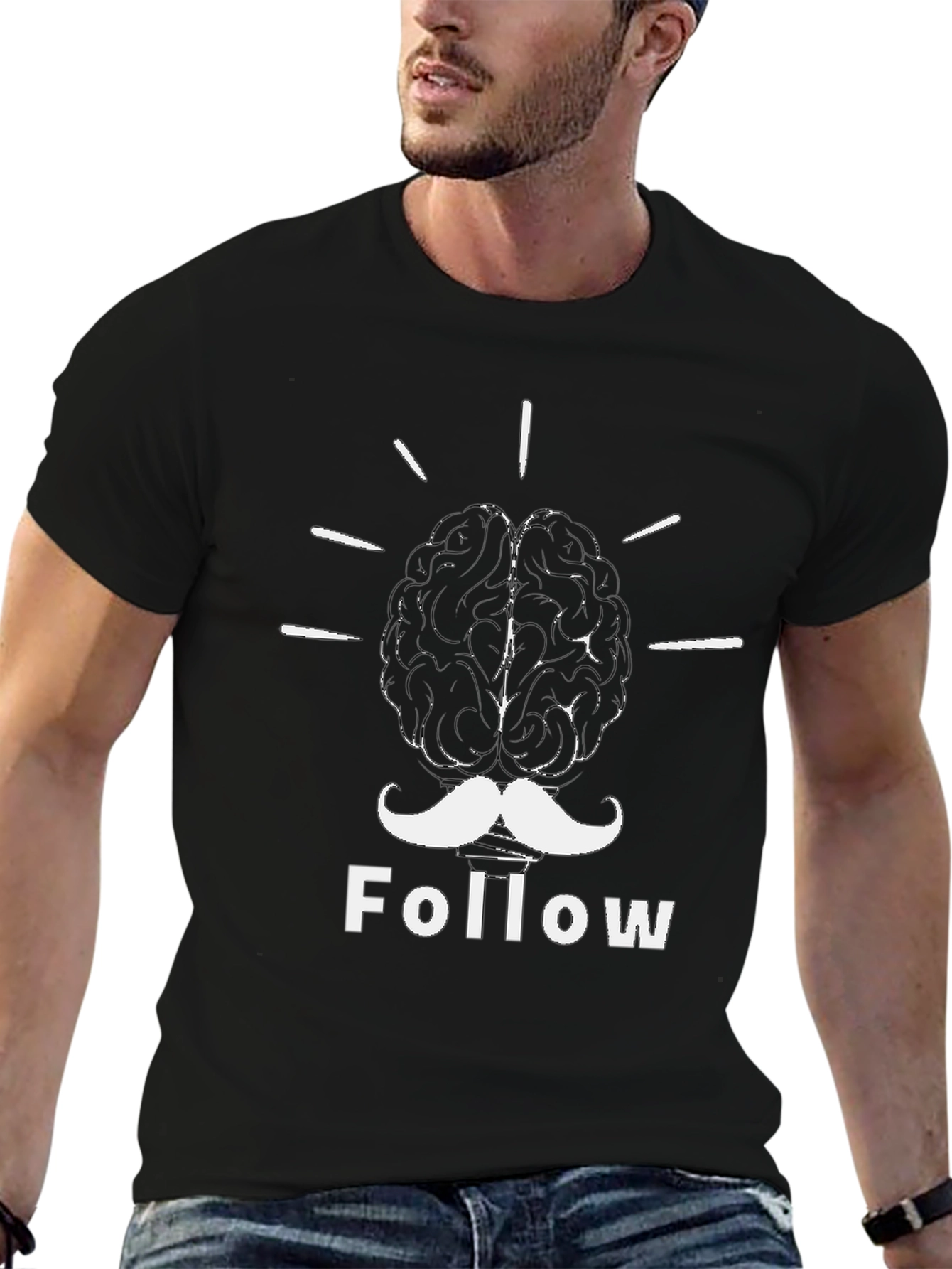 Brainy Mustache T-Shirt - Follow the Idea!