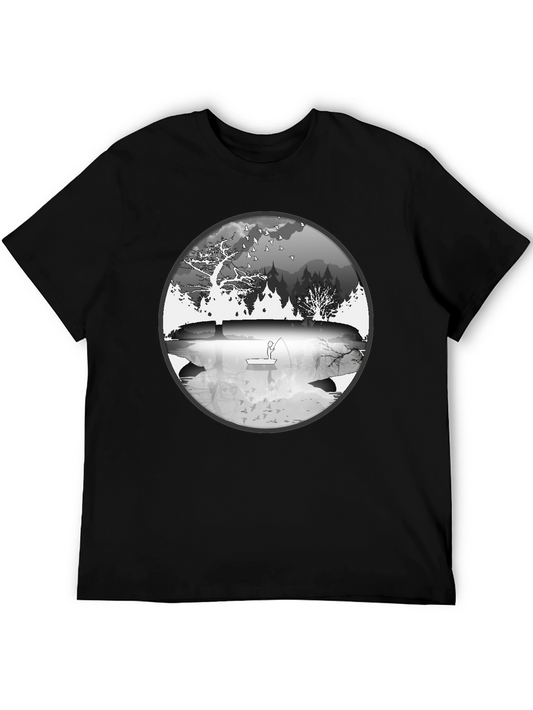Nature Fisherman Graphic Tee - Classic Black