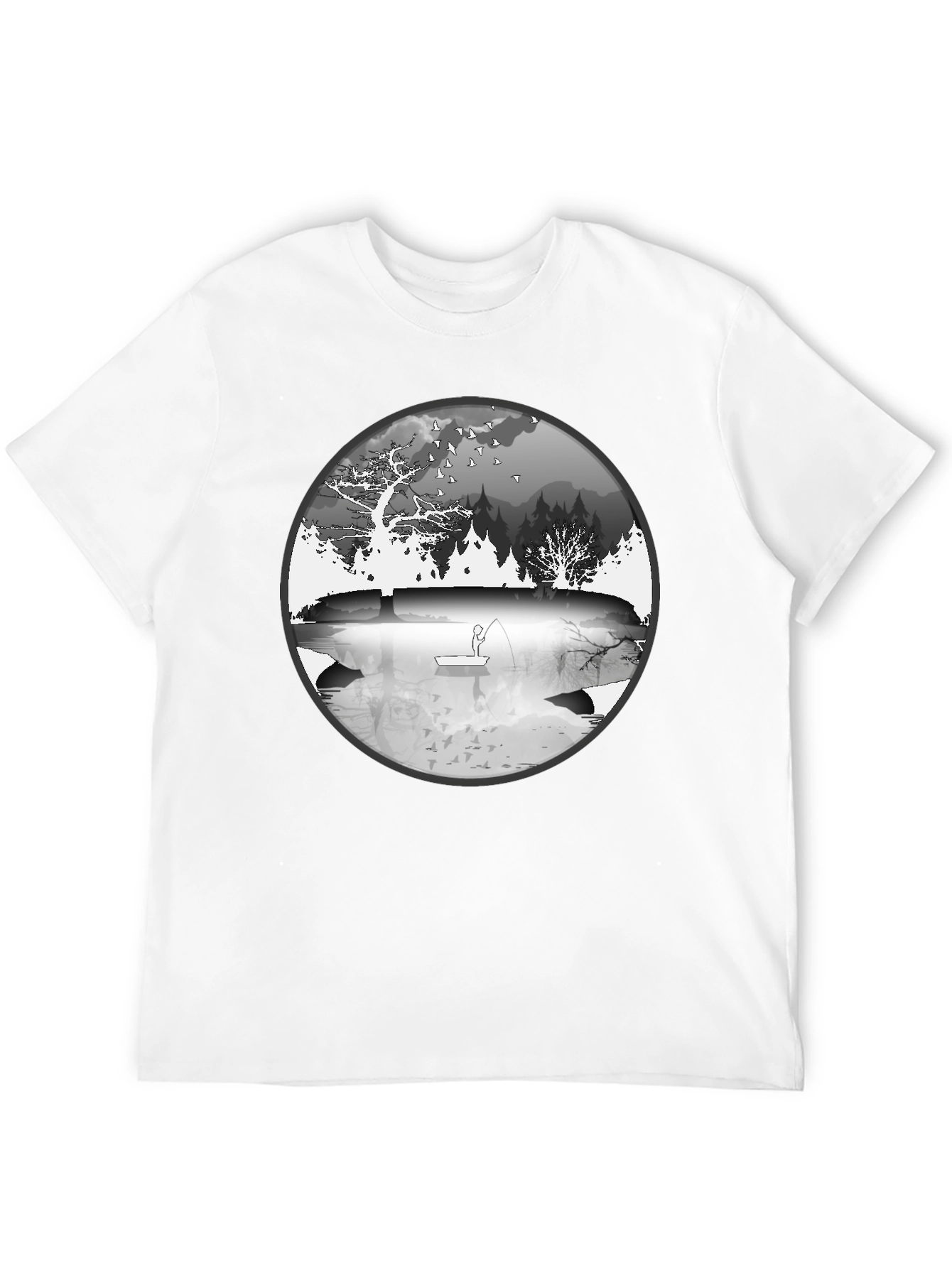 Nature Fisherman Graphic Tee - Classic Black