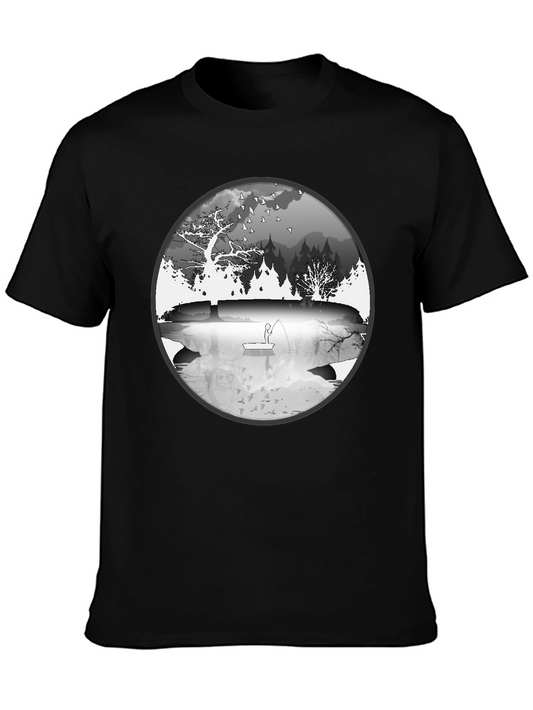 Nature Fisherman Graphic Tee - Classic Black
