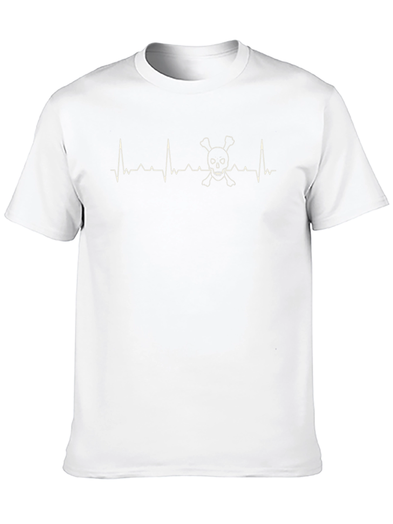 Skull ECG Pulse Mens Black T-Shirt