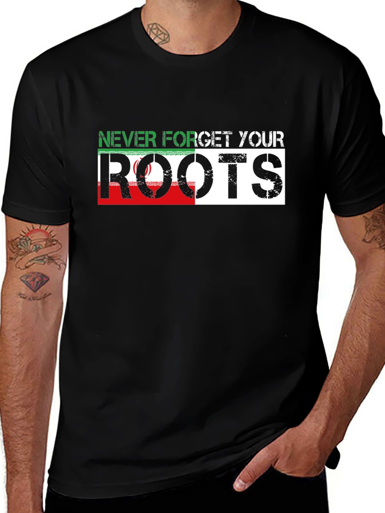 Never Forget Your Roots Iran Flag T-Shirt