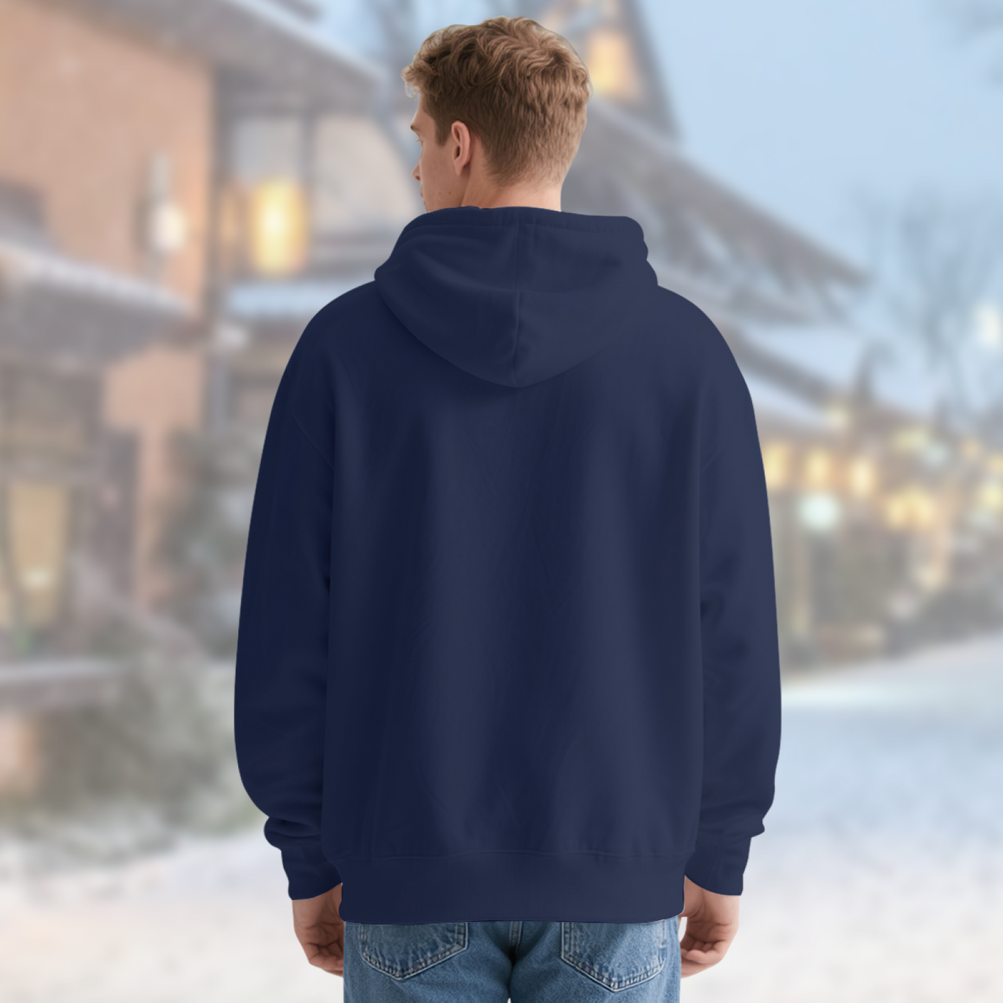 Unisex Minimal Red Heartbeat Line Navy Hoodie, Ultra Comfortable Casual Pullover