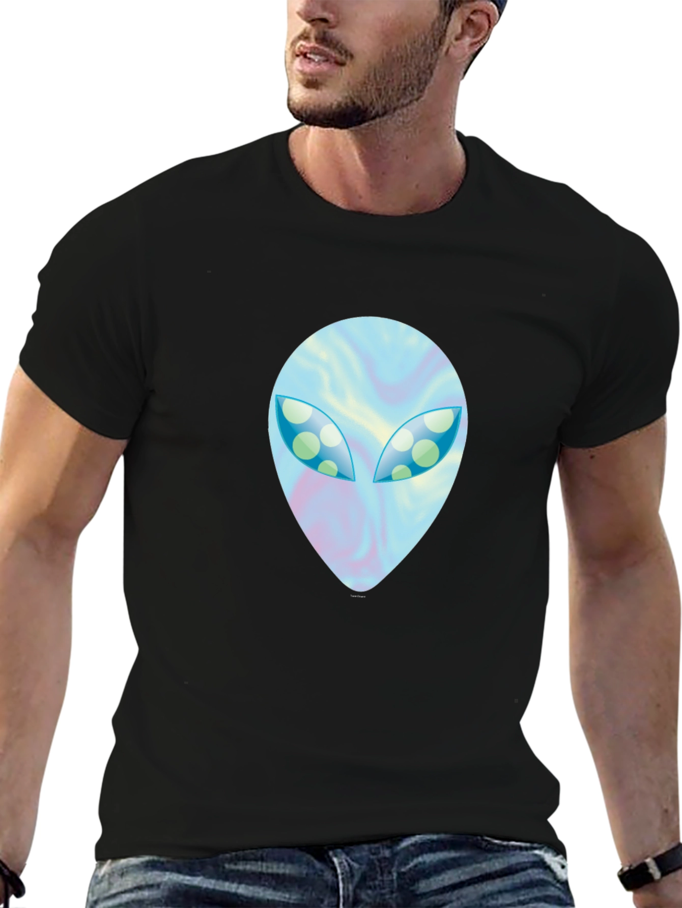 Alien Face Graphic Black T-Shirt