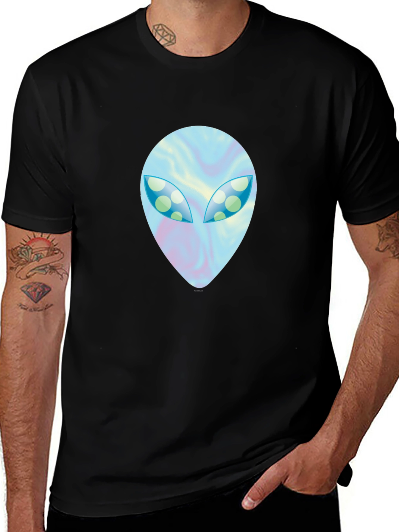 Alien Face Graphic Black T-Shirt