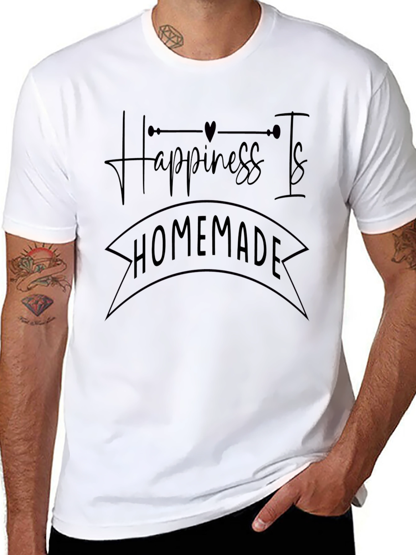 Happiness Is Homemade Black Graphic T-Shirt