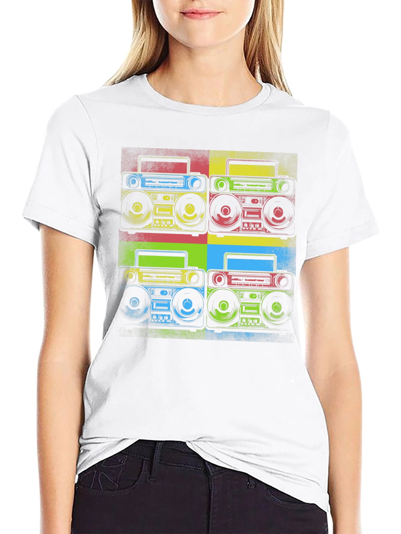 Retro Boombox Pop Art Graphic Tee - Classic Style