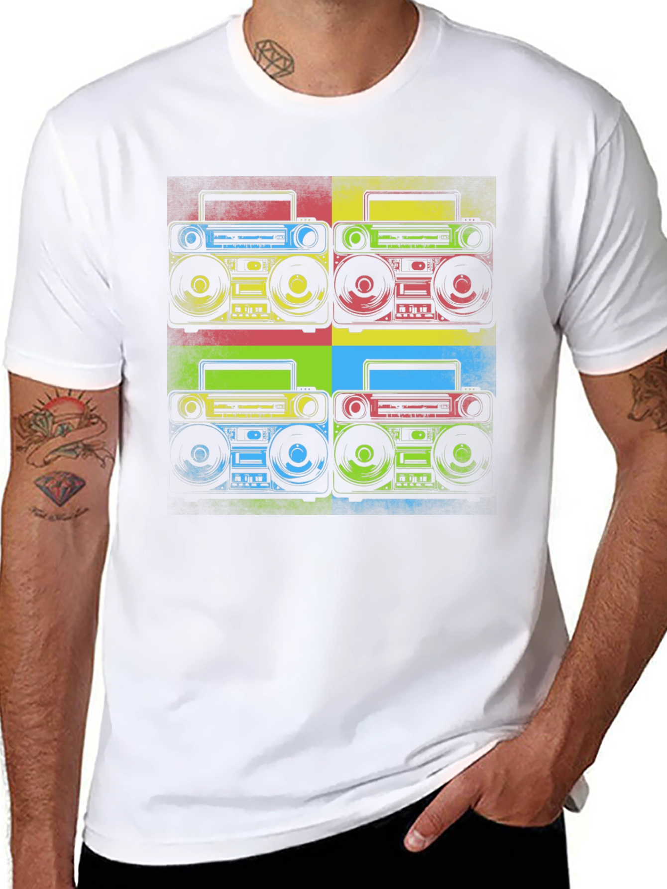 Retro Boombox Pop Art Graphic Tee - Classic Style