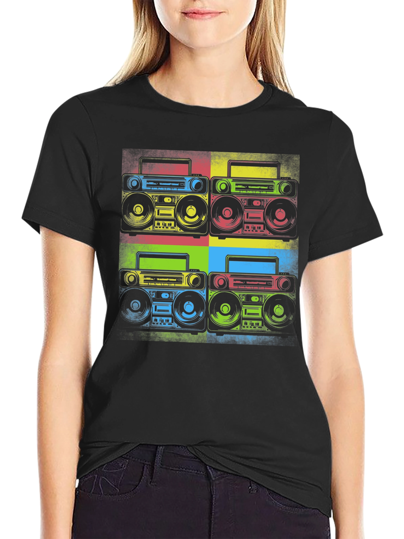 Retro Boombox Pop Art Graphic Tee - Classic Style