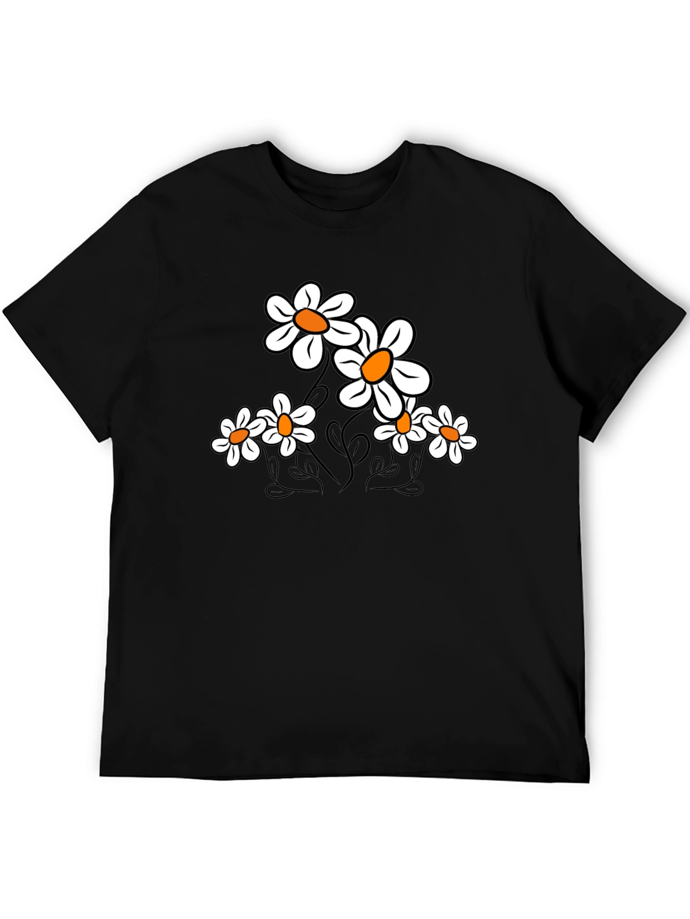 Floral Print T-Shirt - Black
